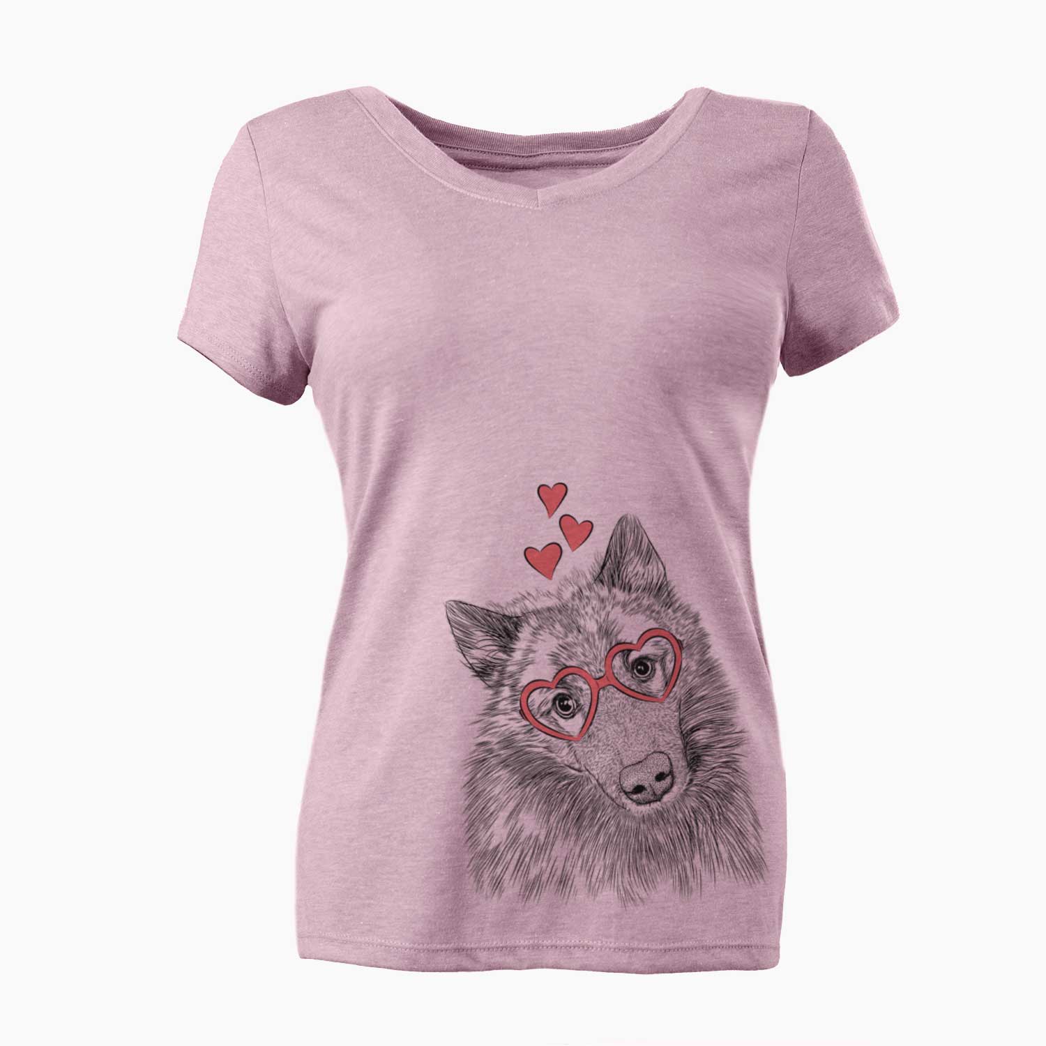 Valentine Mr. Maverick the Keeshond - Women's V-neck Shirt