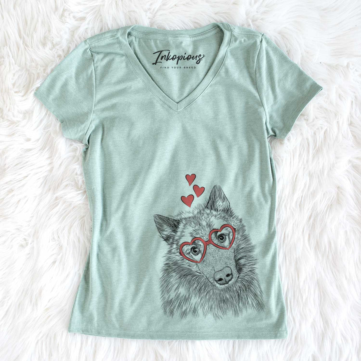 Valentine Mr. Maverick the Keeshond - Women&#39;s V-neck Shirt