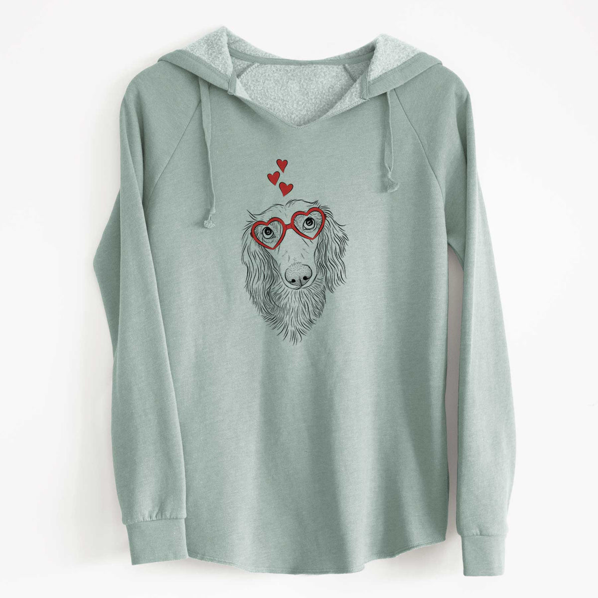 Valentine Mr. Rusty the Long Haired Dachshund - Cali Wave Hooded Sweatshirt