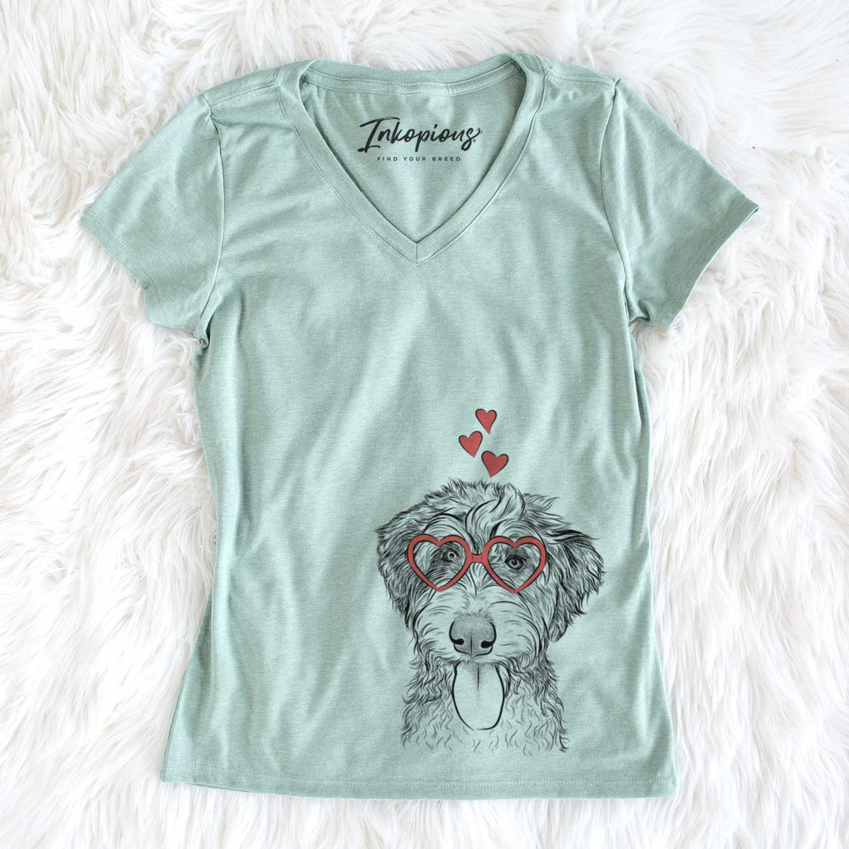 Valentine Myrtle Mae the Aussiedoodle - Women&#39;s V-neck Shirt