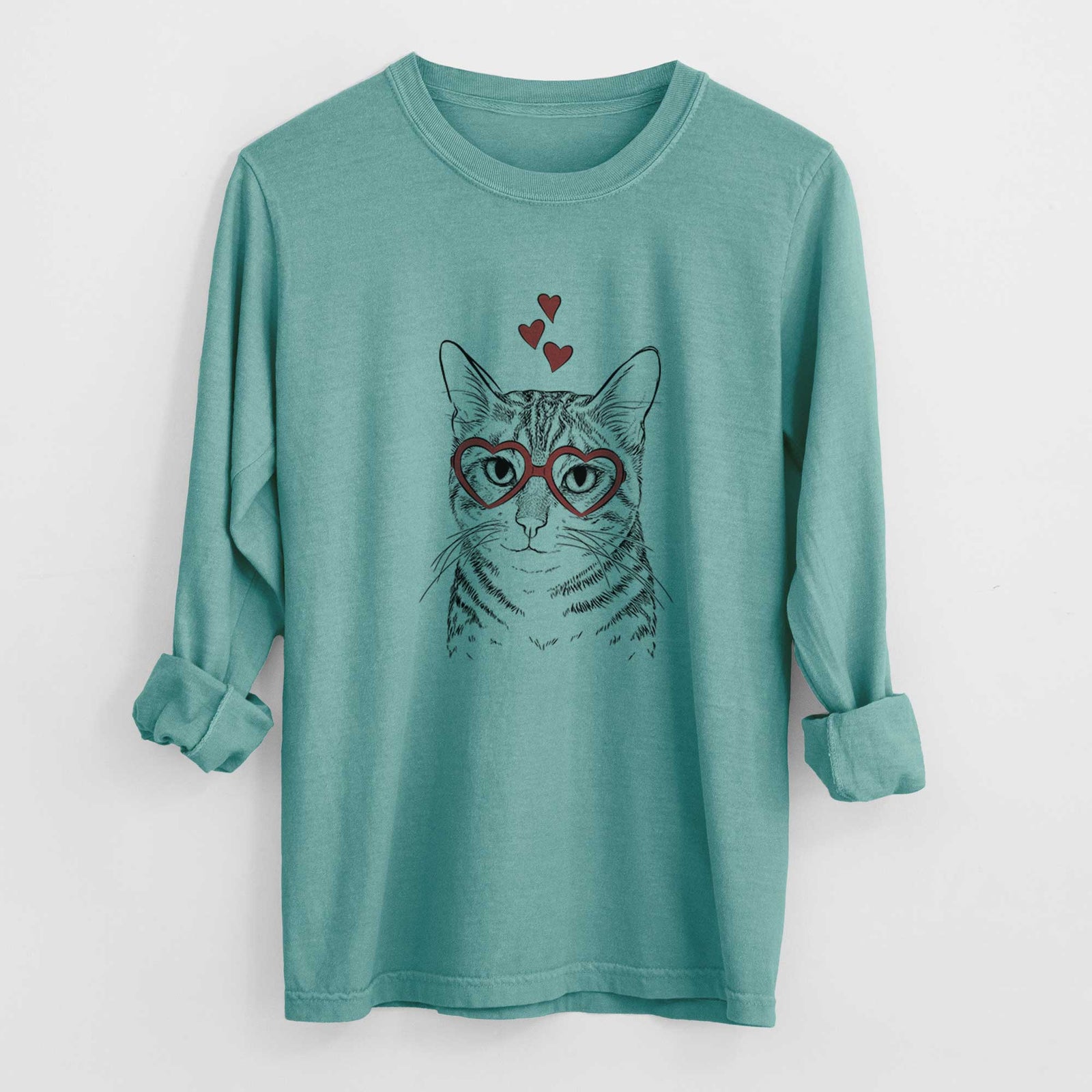 Valentine Nell the Tabby Cat - Heavyweight 100% Cotton Long Sleeve