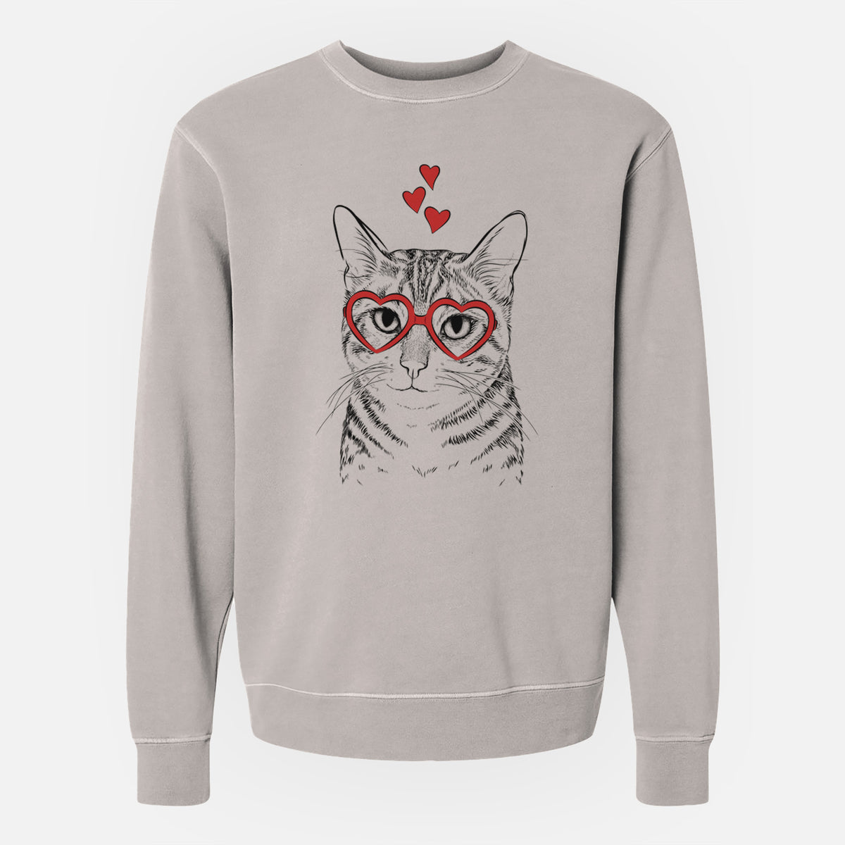 Valentine Nell the Tabby Cat - Unisex Pigment Dyed Crew Sweatshirt