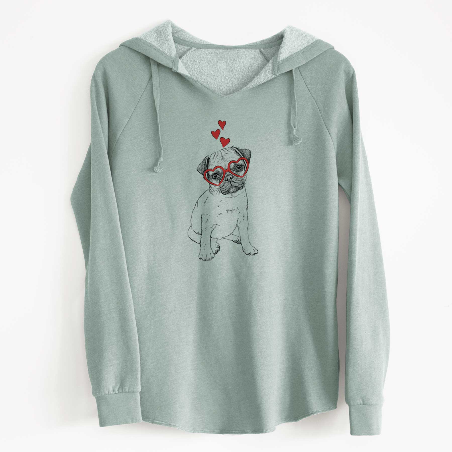 Valentine Nelson the Pug Puppy - Cali Wave Hooded Sweatshirt