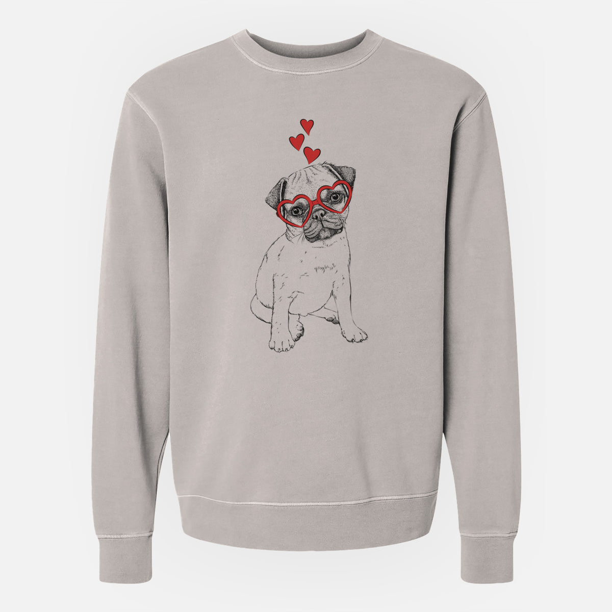 Valentine Nelson the Pug Puppy - Unisex Pigment Dyed Crew Sweatshirt