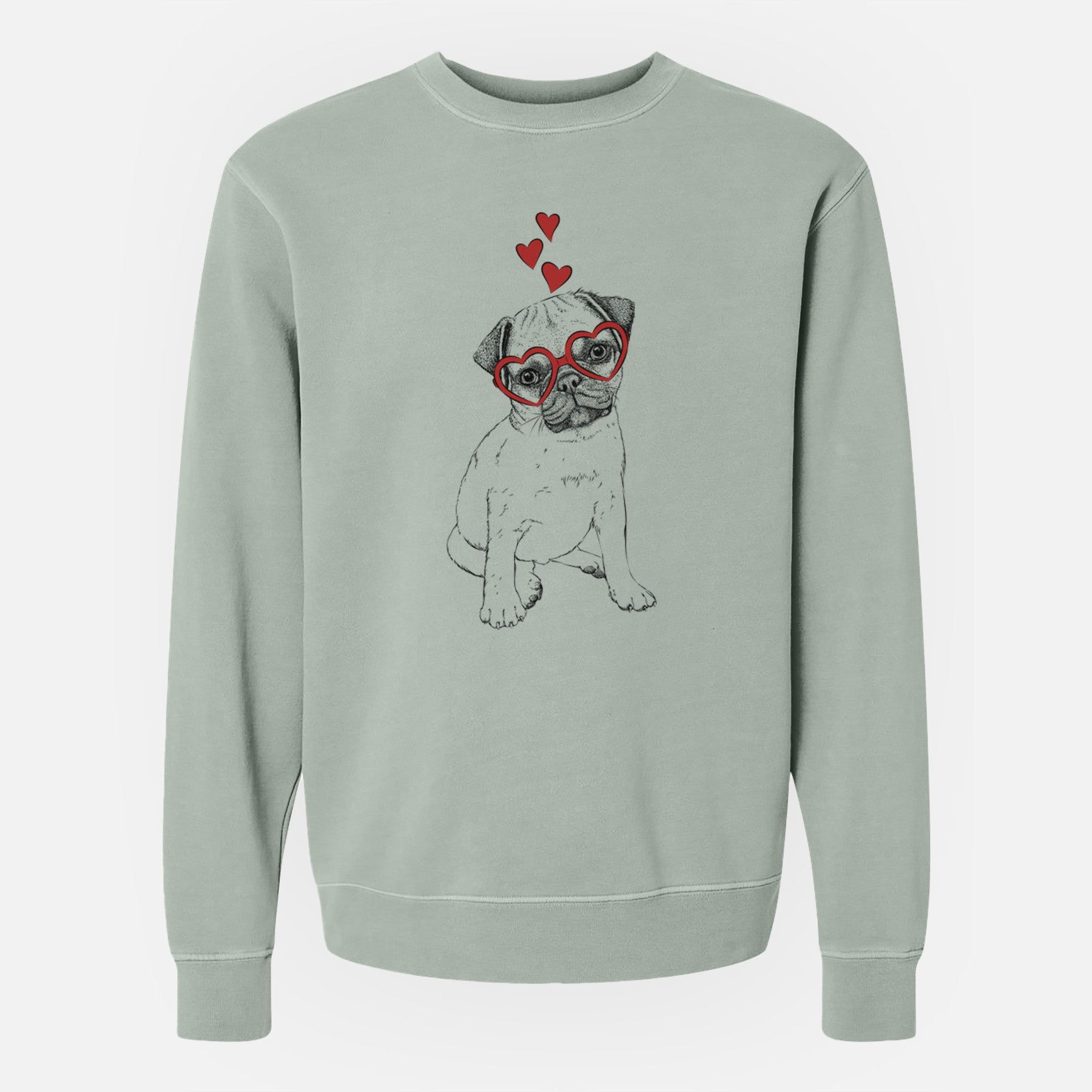 Valentine Nelson the Pug Puppy - Unisex Pigment Dyed Crew Sweatshirt