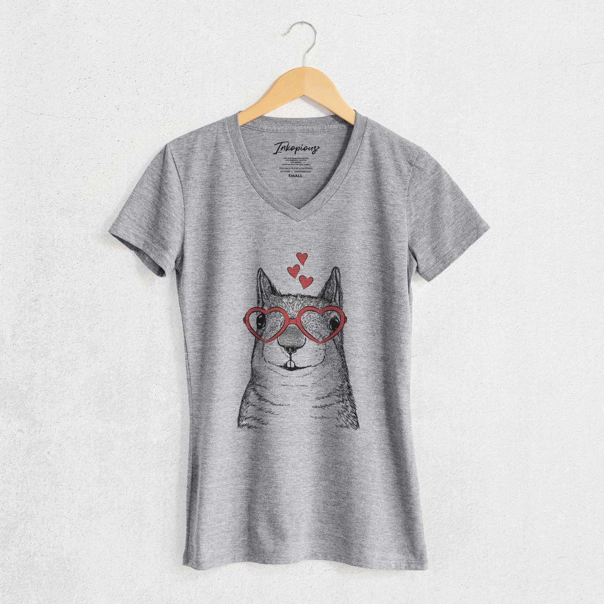 Valentine Nibbles the Squirrel - Women's V-neck Shirt