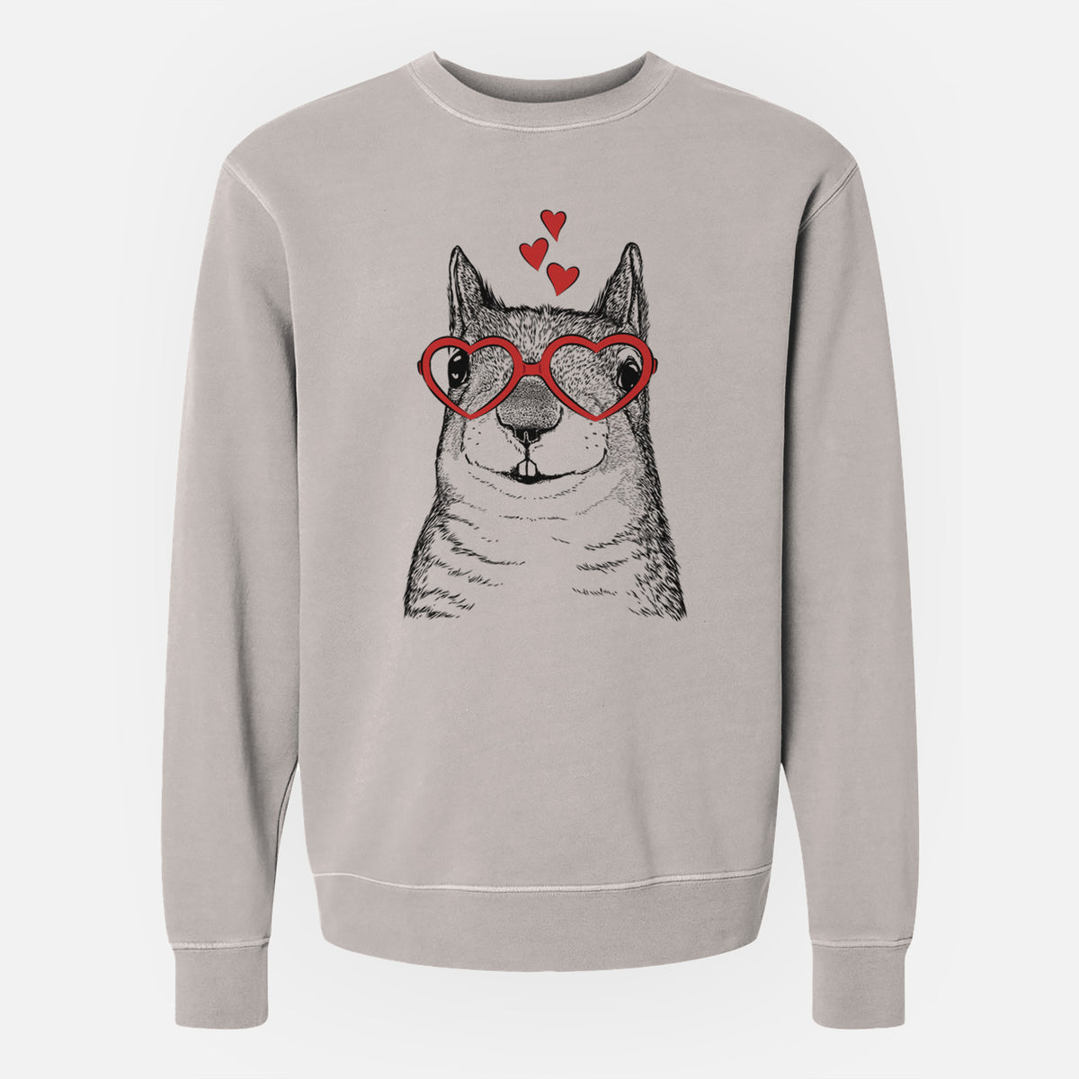 Valentine Nibbles the Squirrel - Unisex Pigment Dyed Crew Sweatshirt