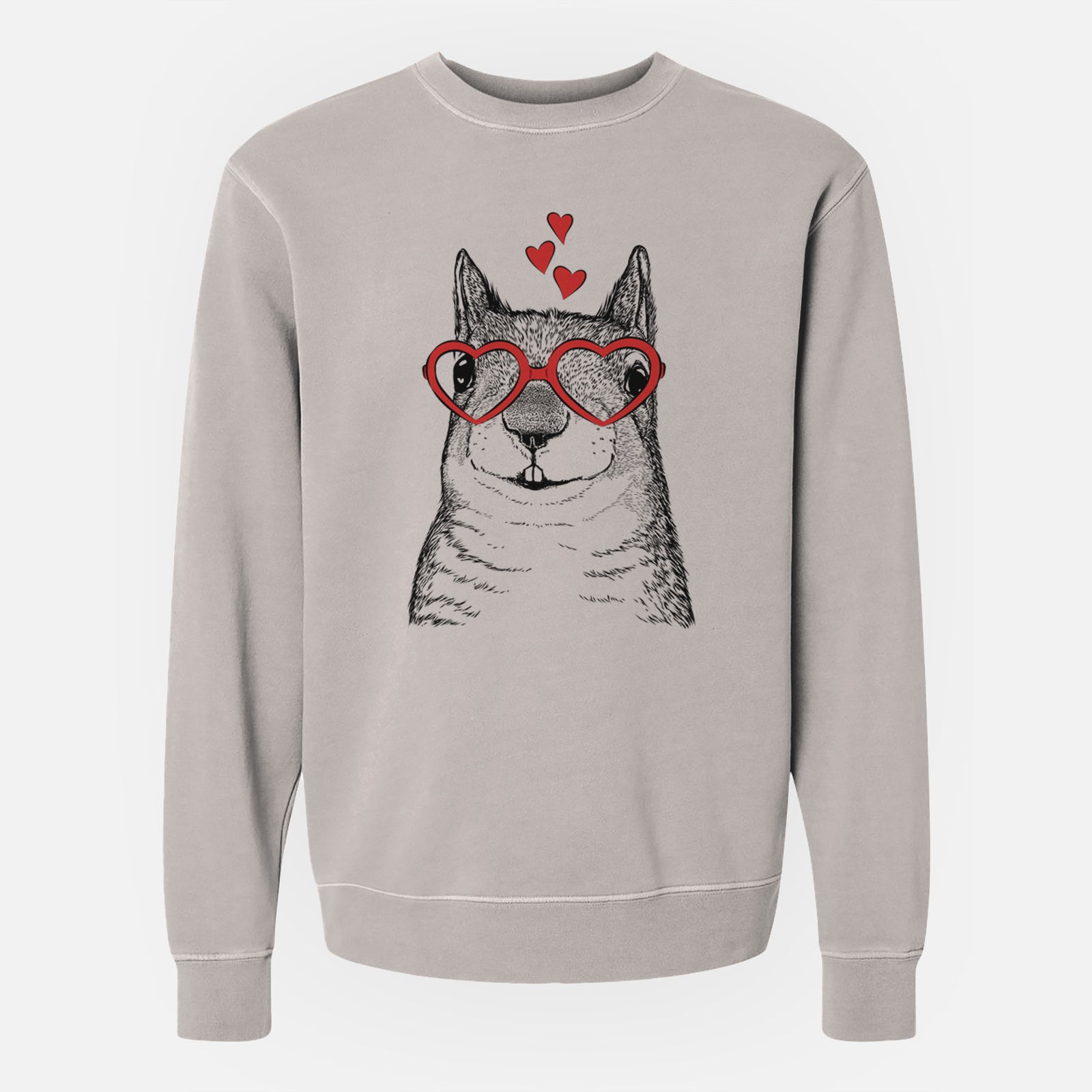 Valentine Nibbles the Squirrel - Unisex Pigment Dyed Crew Sweatshirt