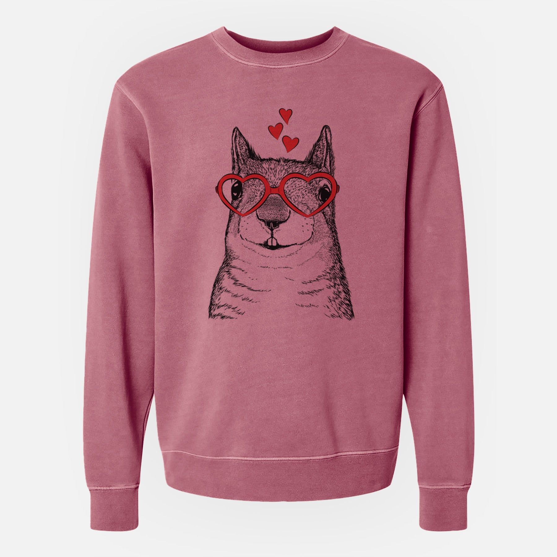 Valentine Nibbles the Squirrel - Unisex Pigment Dyed Crew Sweatshirt