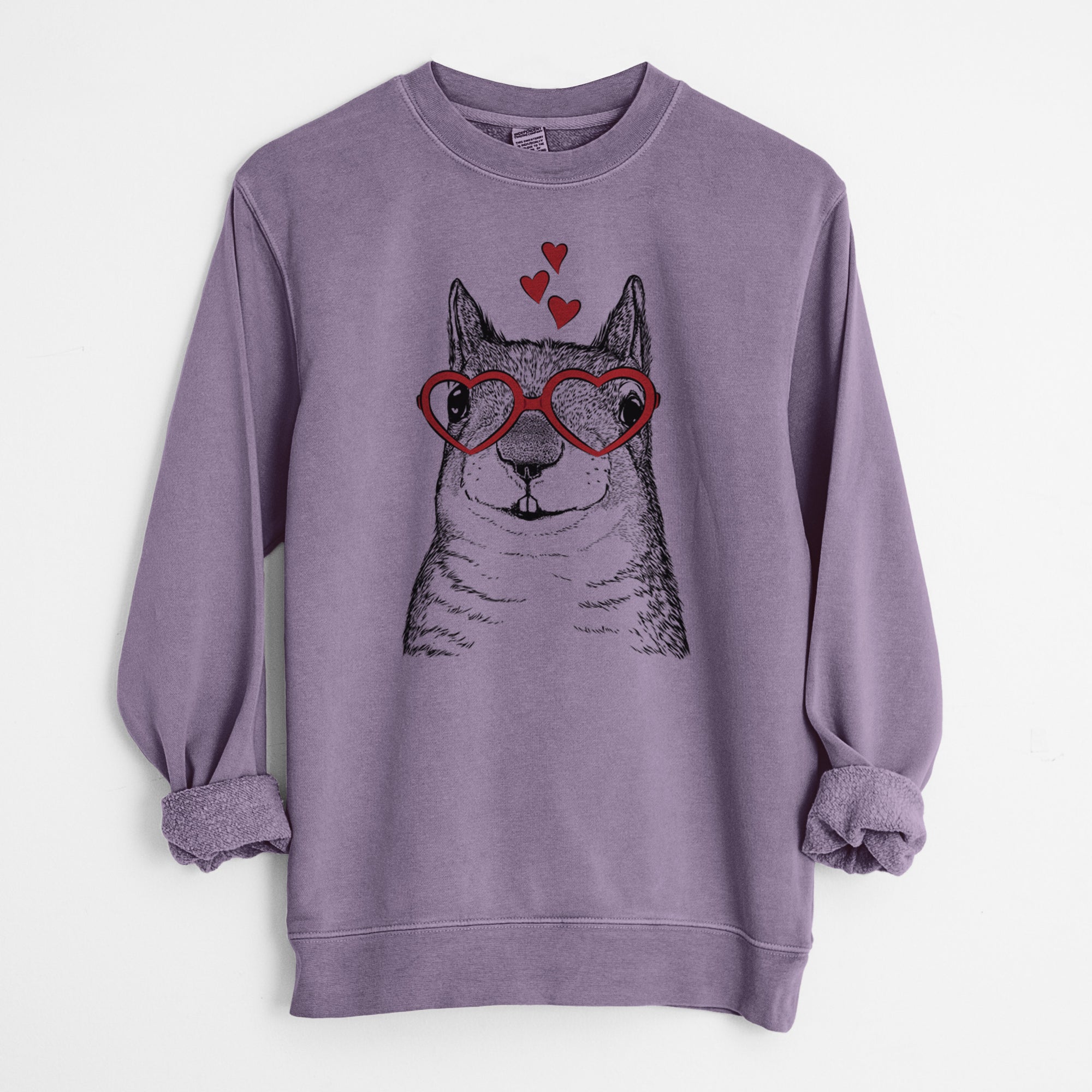 Valentine Nibbles the Squirrel - Unisex Pigment Dyed Crew Sweatshirt