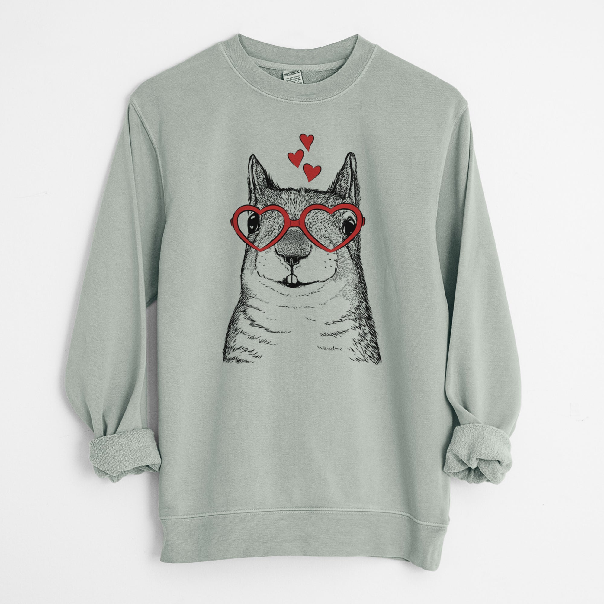 Valentine Nibbles the Squirrel - Unisex Pigment Dyed Crew Sweatshirt