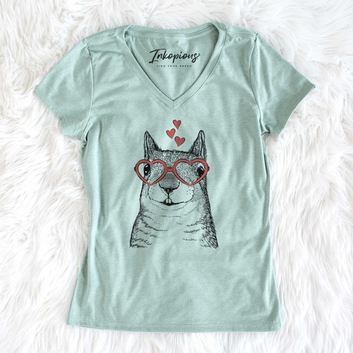 Valentine Nibbles the Squirrel - Women's V-neck Shirt