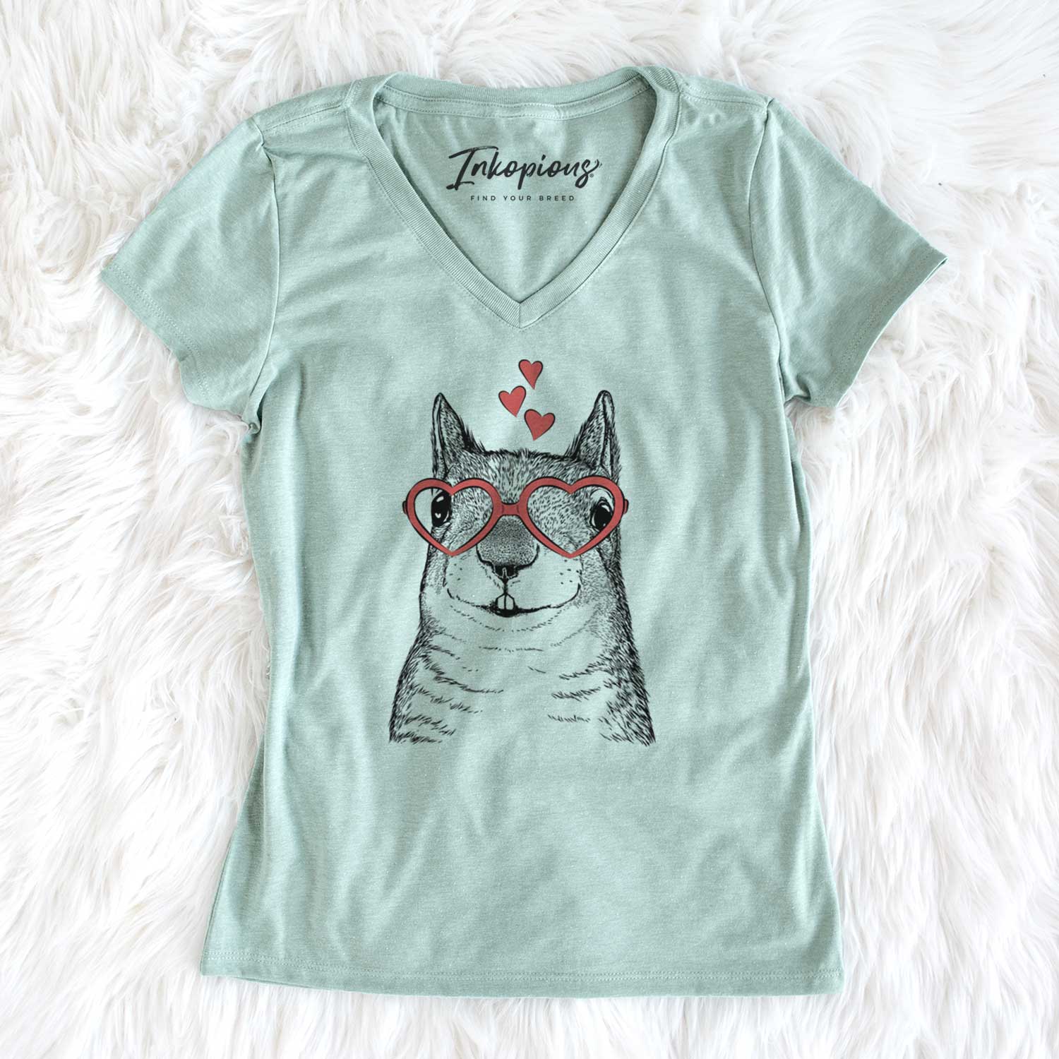 Valentine Nibbles the Squirrel - Women's V-neck Shirt