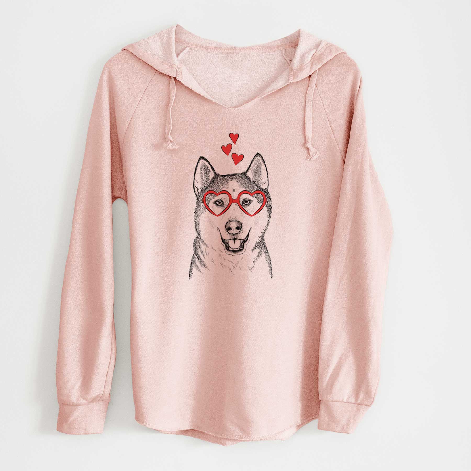 Valentine Nika the Siberian Husky - Cali Wave Hooded Sweatshirt