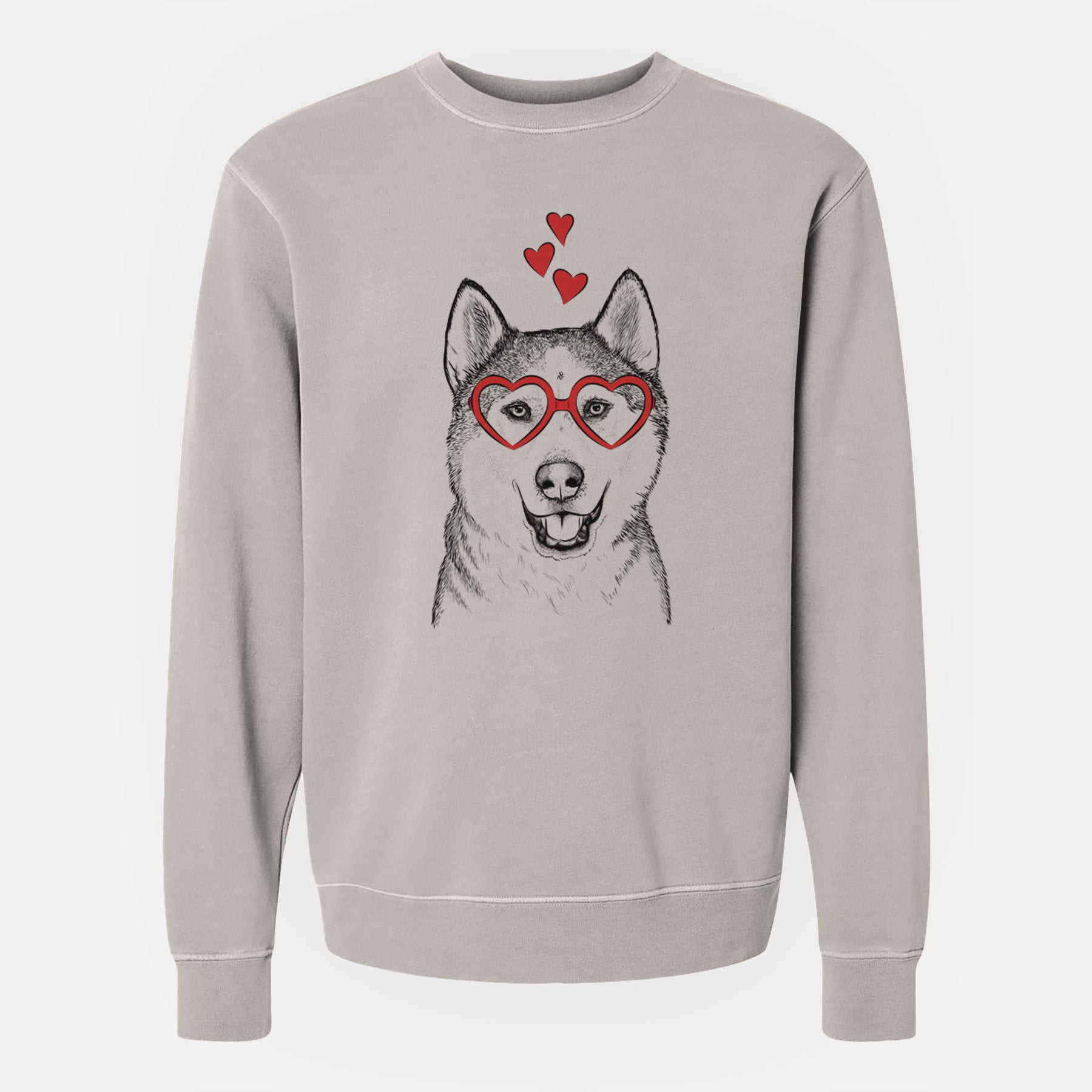 Valentine Nika the Siberian Husky - Unisex Pigment Dyed Crew Sweatshirt