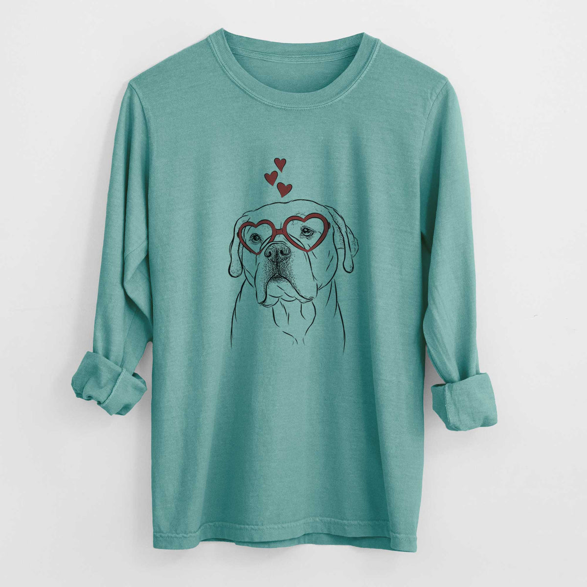 Valentine Nora the American Bulldog Mix - Heavyweight 100% Cotton Long Sleeve