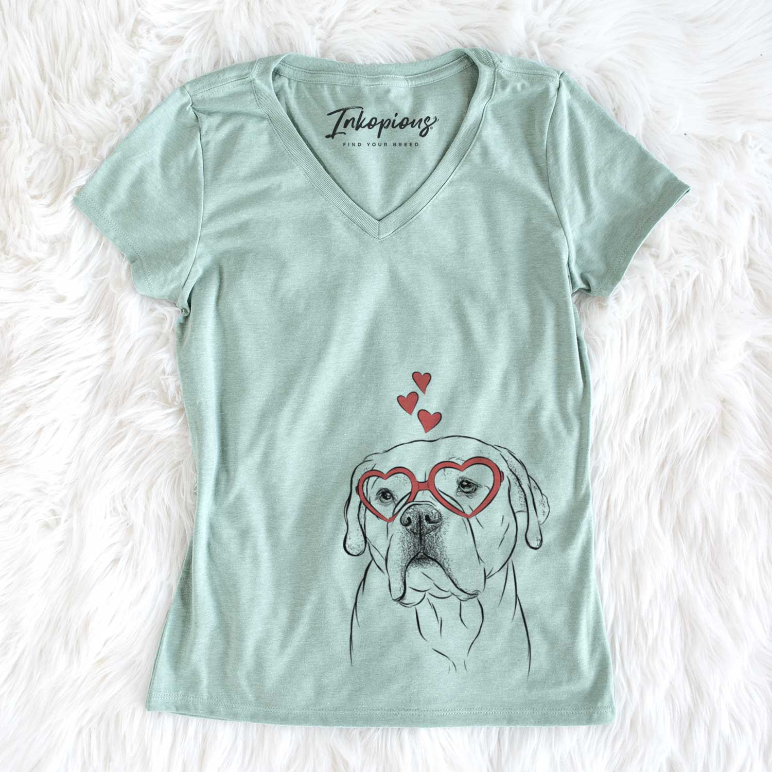 Valentine Nora the American Bulldog Mix - Women's V-neck Shirt