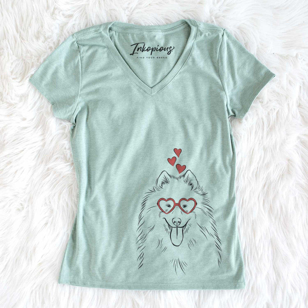 Valentine Nova the Samoyed - Women&#39;s V-neck Shirt