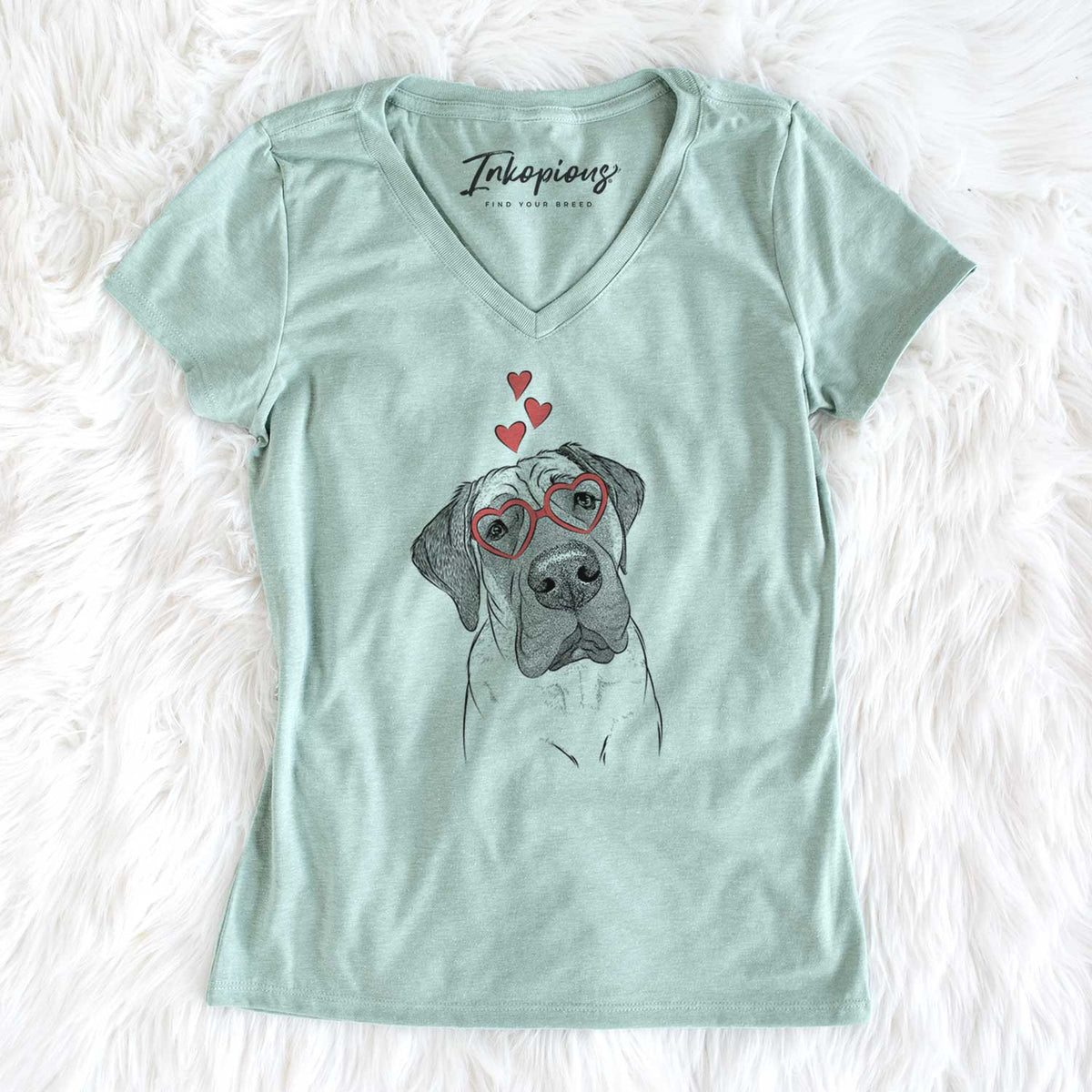Valentine Nutterbutter the English Mastiff - Women's V-neck Shirt