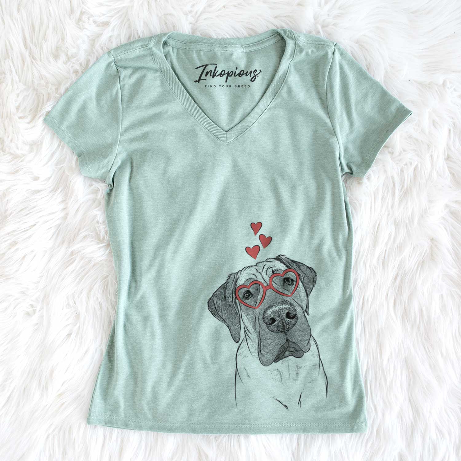 Valentine Nutterbutter the English Mastiff - Women's V-neck Shirt