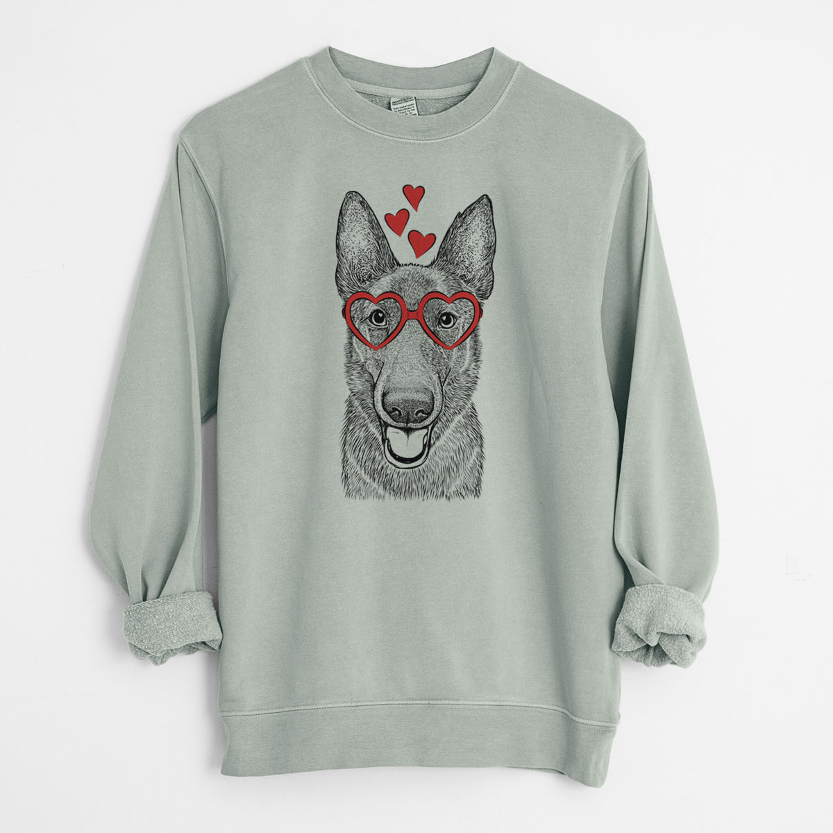 Valentine Nyx the German Shepherd - Unisex Pigment Dyed Crew Sweatshirt