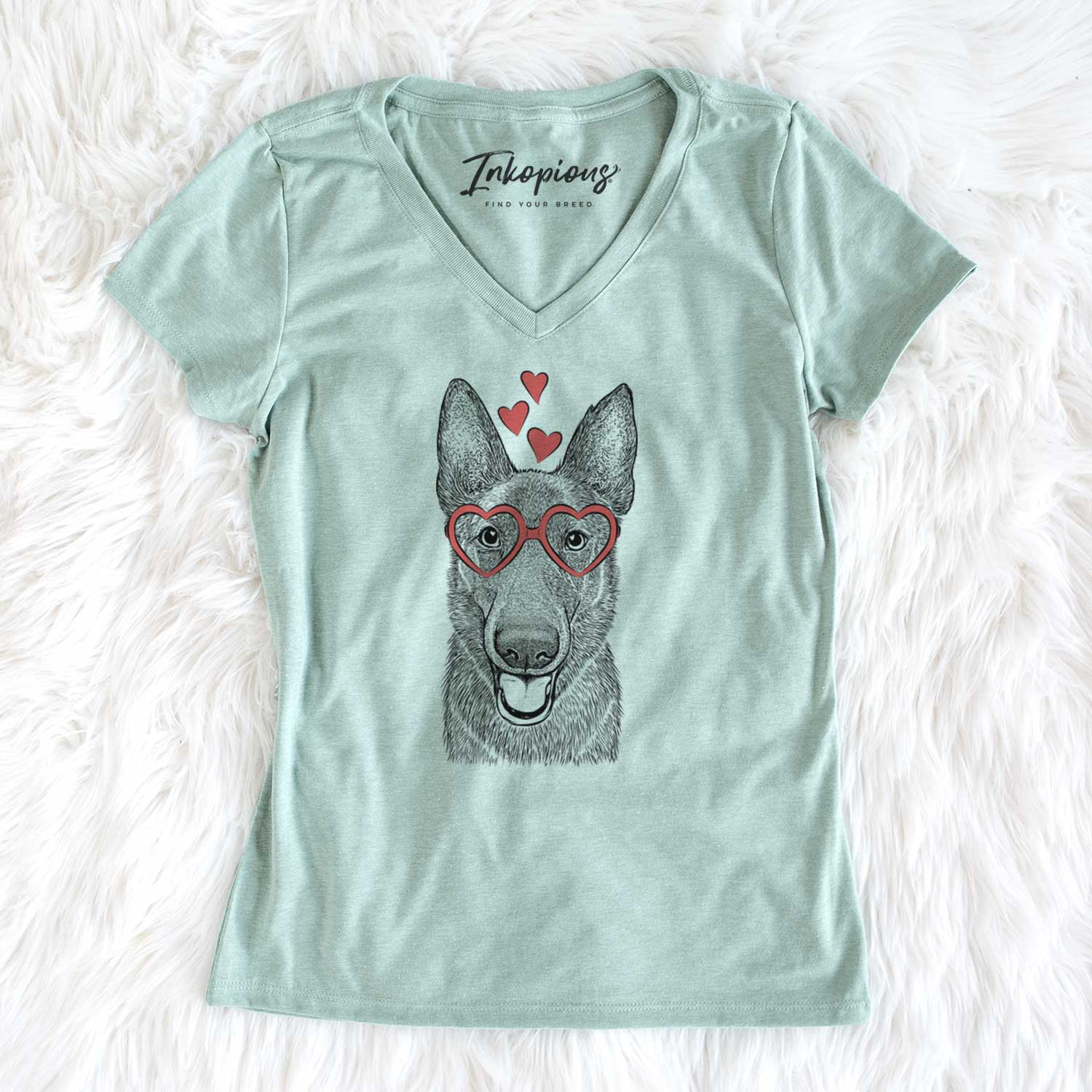 Valentine Nyx the German Shepherd - Women's V-neck Shirt