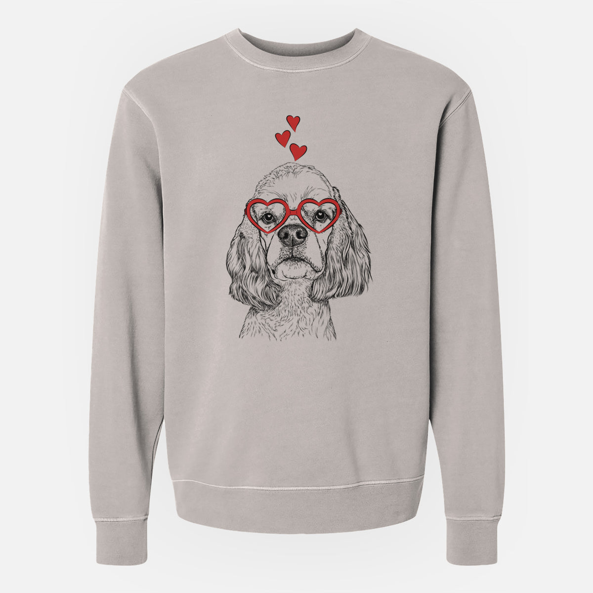 Valentine Oakley the American Cocker Spaniel - Unisex Pigment Dyed Crew Sweatshirt