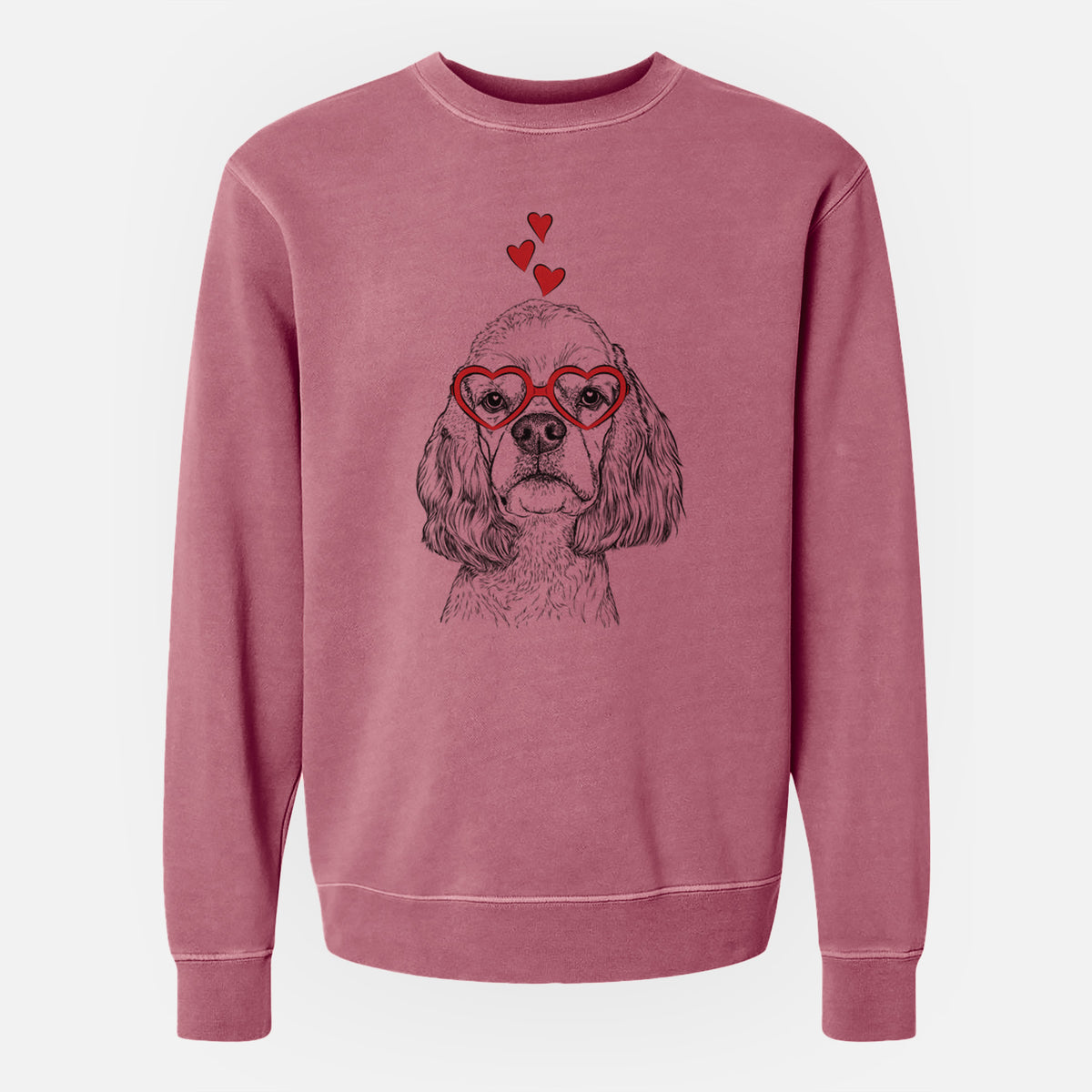 Valentine Oakley the American Cocker Spaniel - Unisex Pigment Dyed Crew Sweatshirt