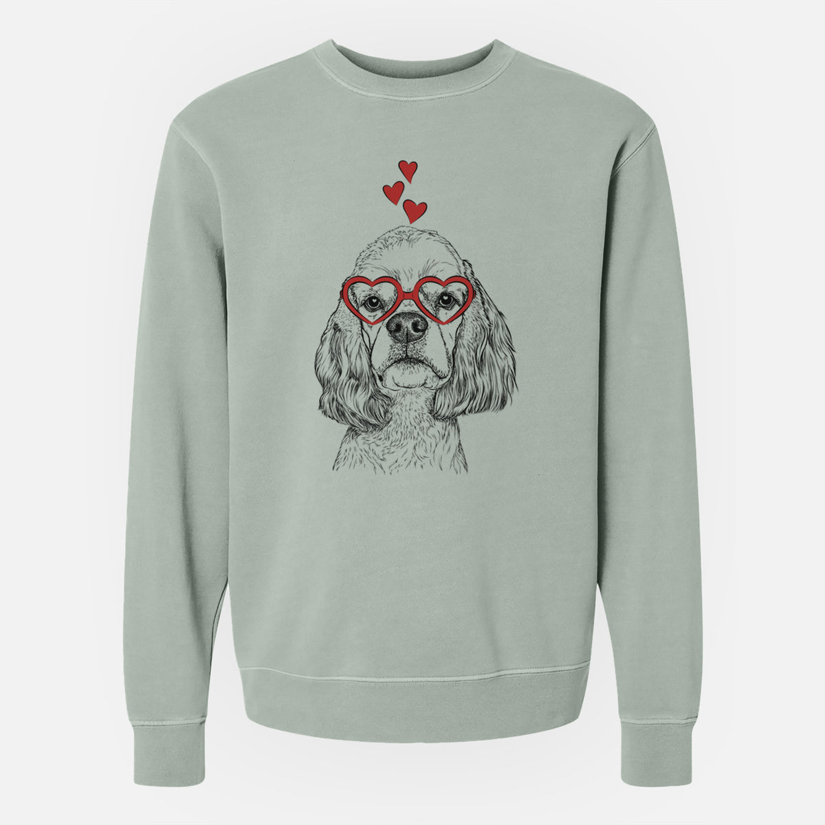 Valentine Oakley the American Cocker Spaniel - Unisex Pigment Dyed Crew Sweatshirt