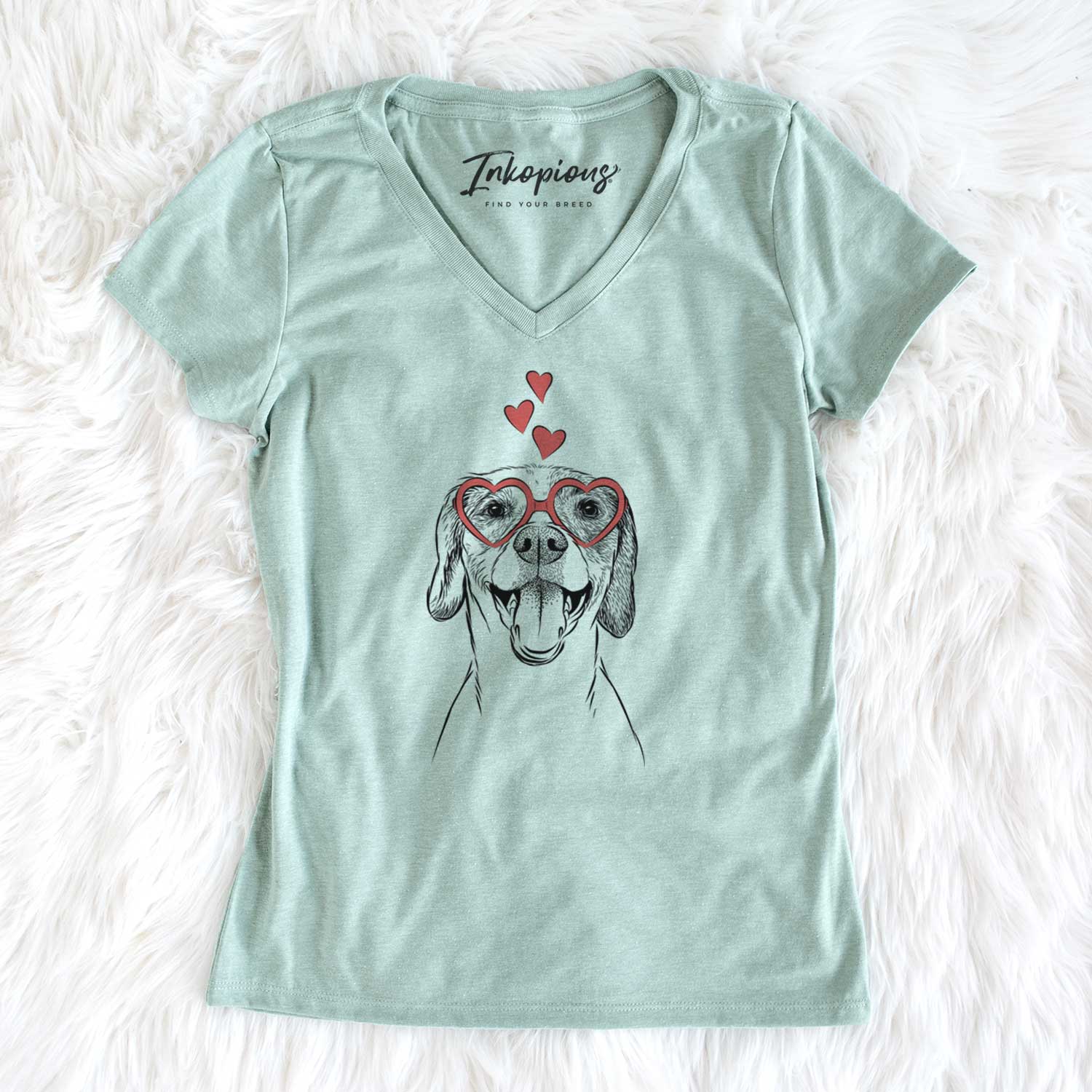 Valentine Obi the Beagle Mix - Women's V-neck Shirt
