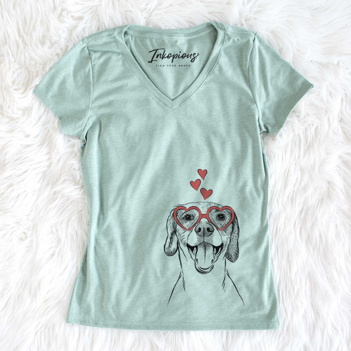 Valentine Obi the Beagle Mix - Women's V-neck Shirt