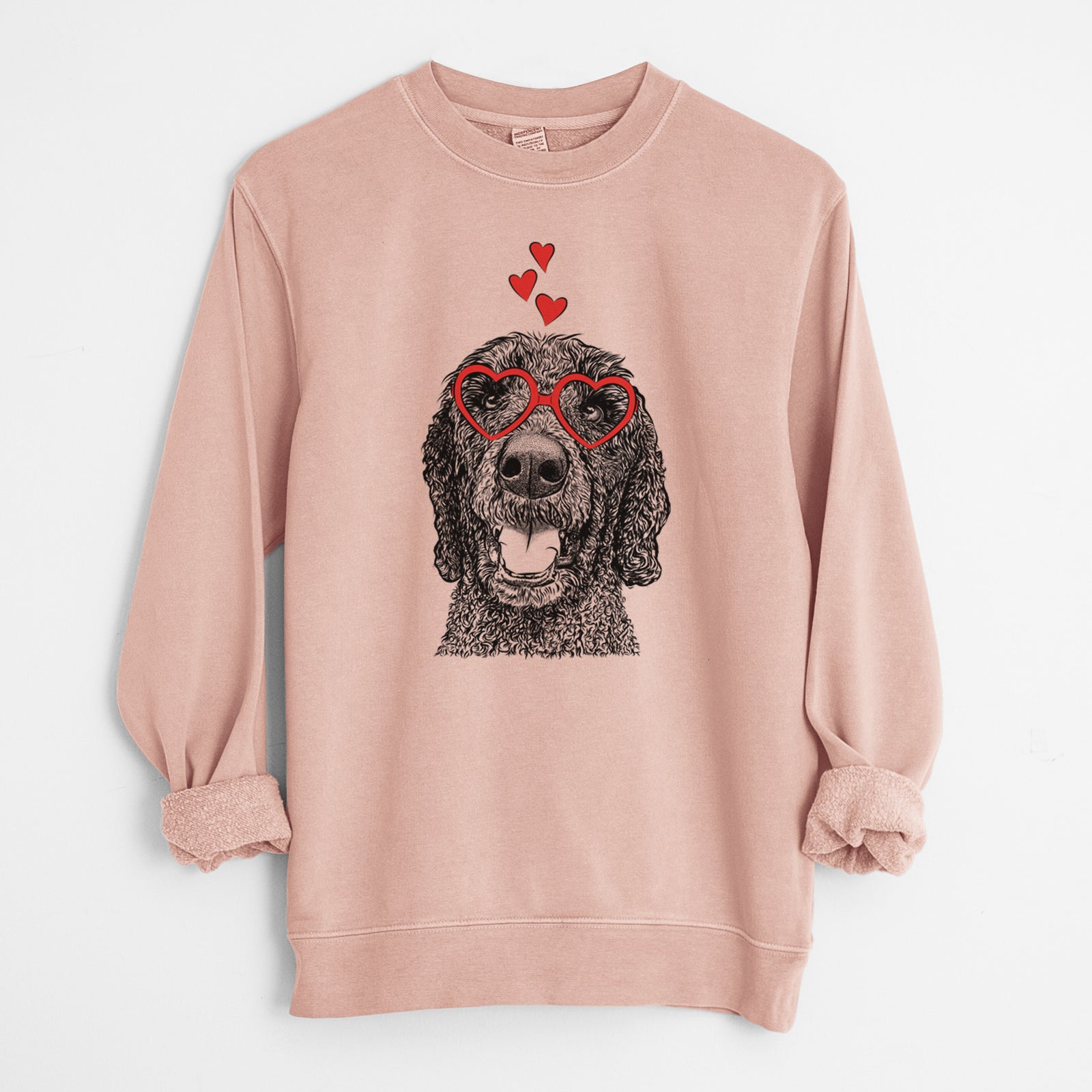 Valentine Obi James the Goldendoodle - Unisex Pigment Dyed Crew Sweatshirt