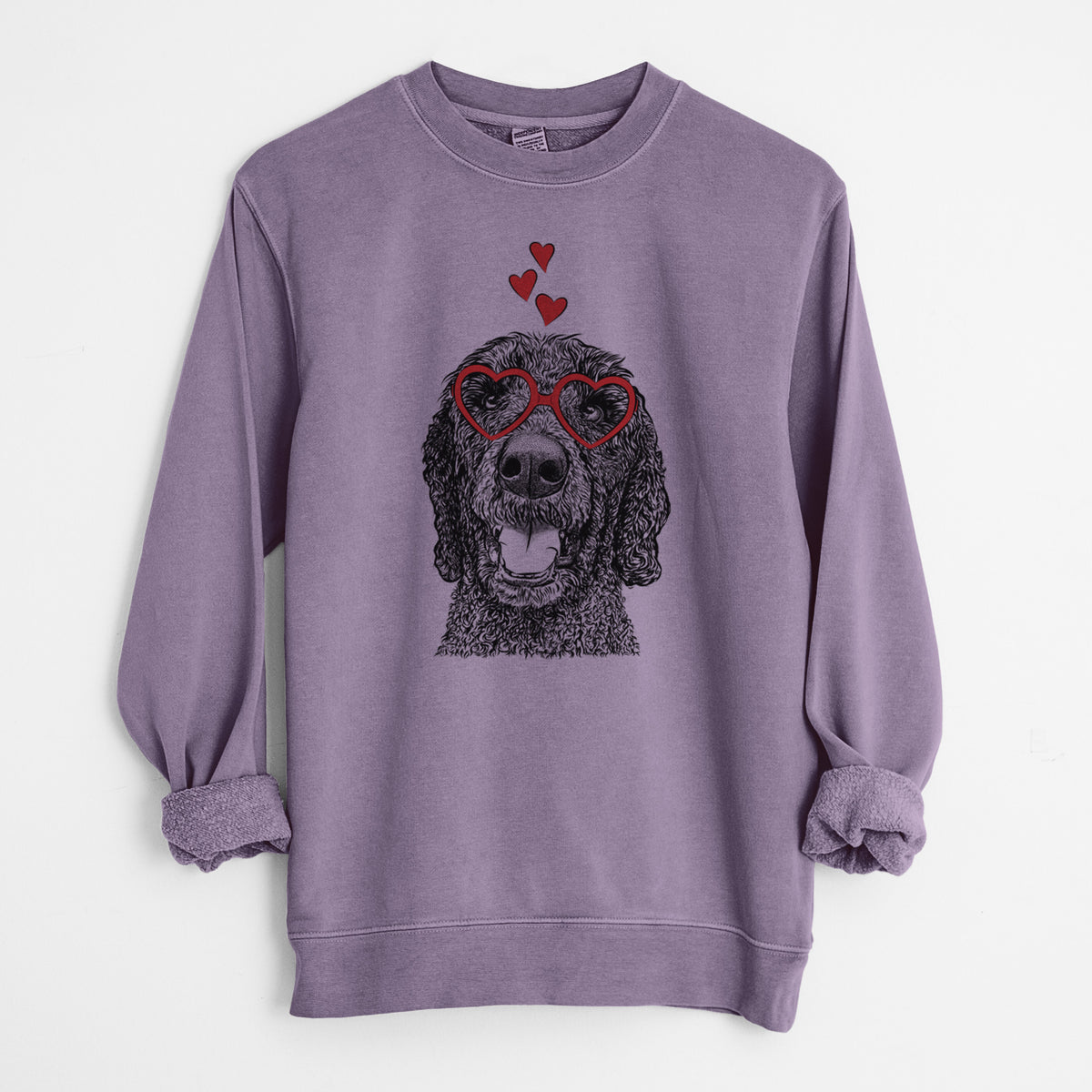 Valentine Obi James the Goldendoodle - Unisex Pigment Dyed Crew Sweatshirt