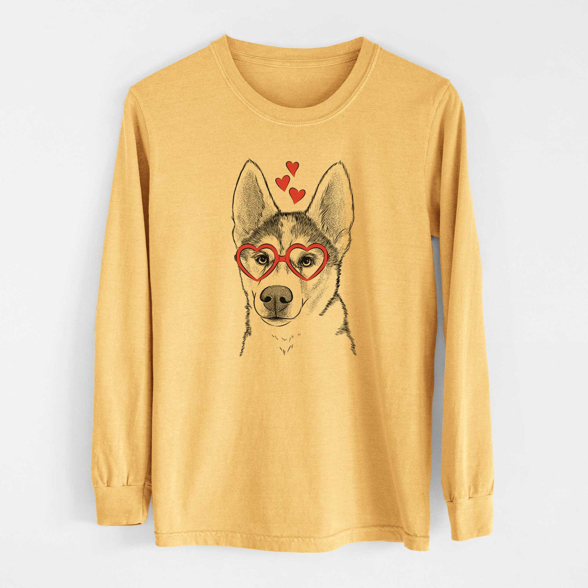 Valentine Odin the Siberian Husky - Heavyweight 100% Cotton Long Sleeve