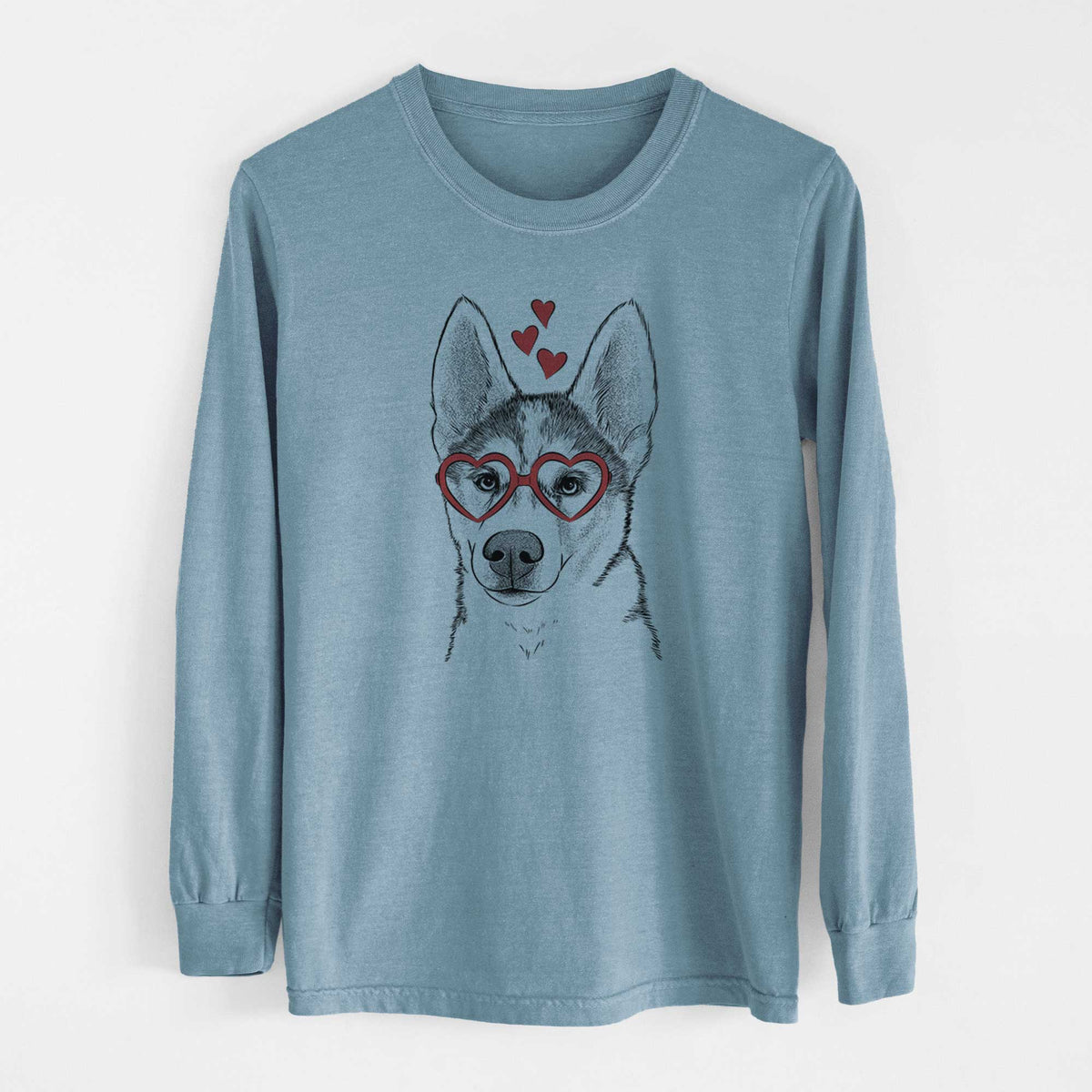 Valentine Odin the Siberian Husky - Heavyweight 100% Cotton Long Sleeve