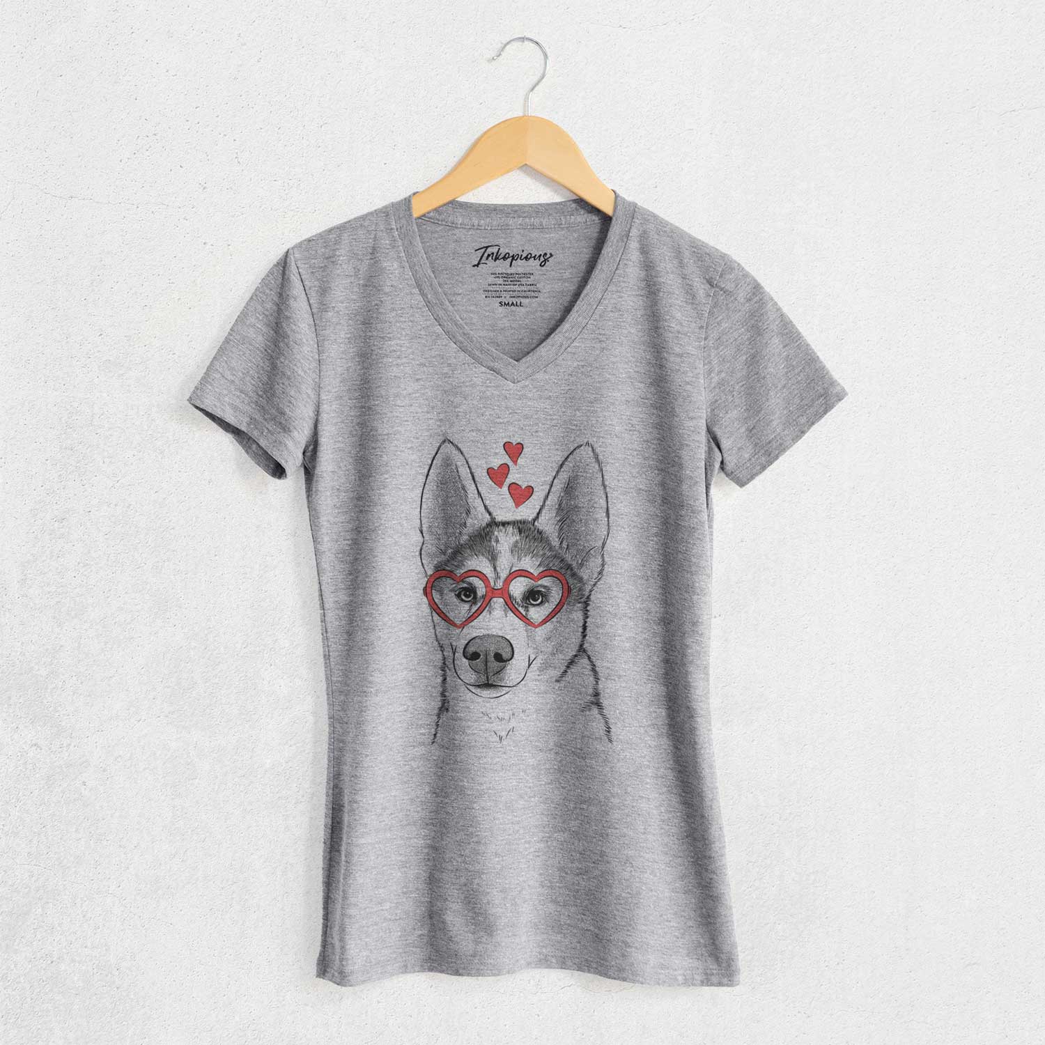 Valentine Odin the Siberian Husky - Women's V-neck Shirt