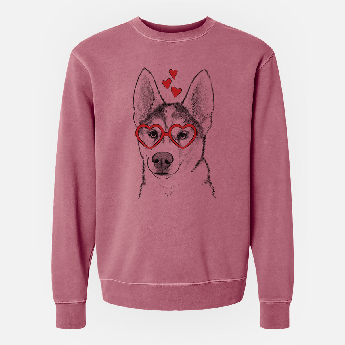 Valentine Odin the Siberian Husky - Unisex Pigment Dyed Crew Sweatshirt