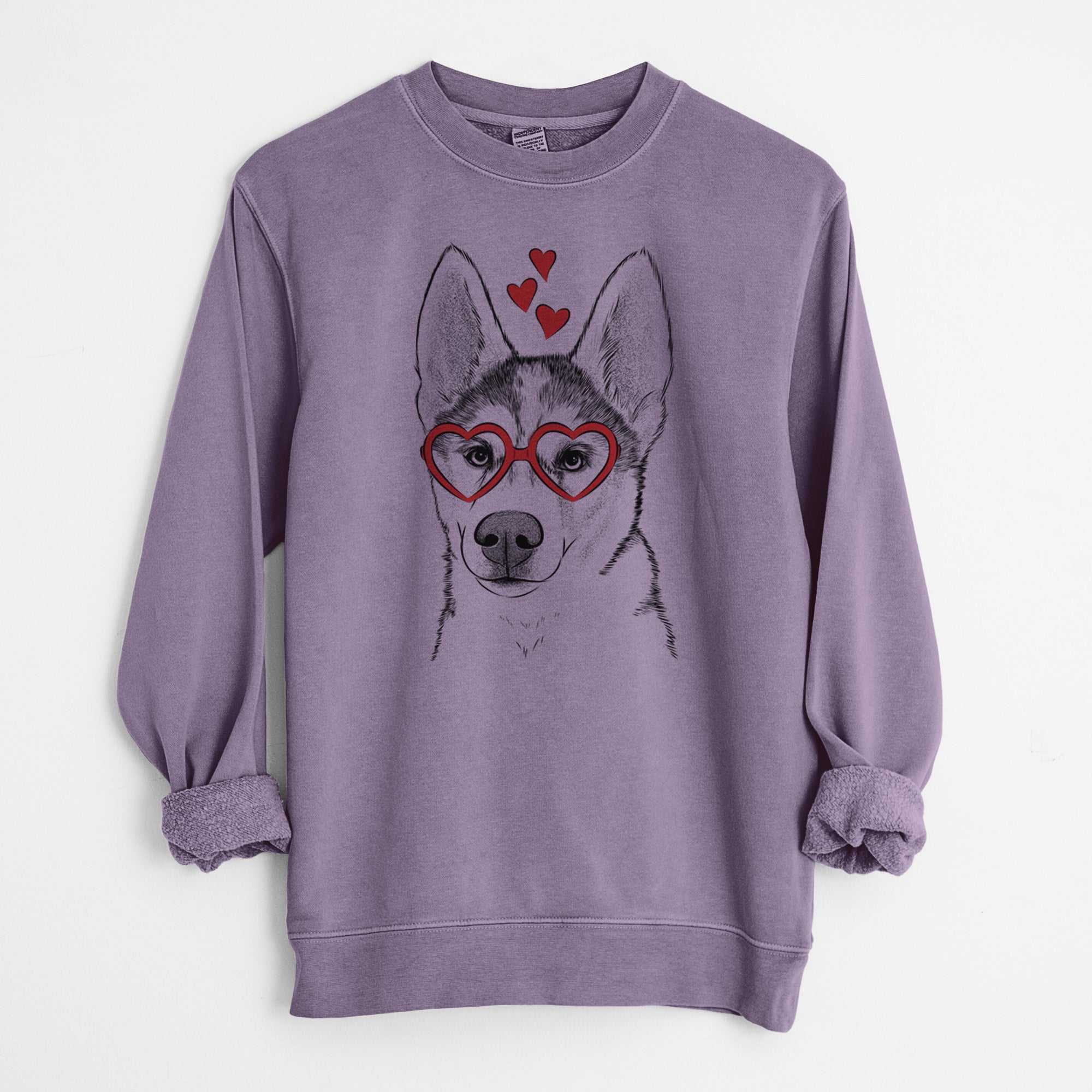 Valentine Odin the Siberian Husky - Unisex Pigment Dyed Crew Sweatshirt