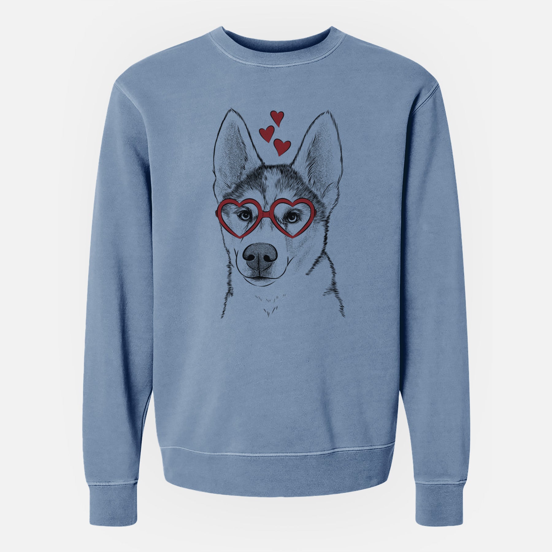 Valentine Odin the Siberian Husky - Unisex Pigment Dyed Crew Sweatshirt