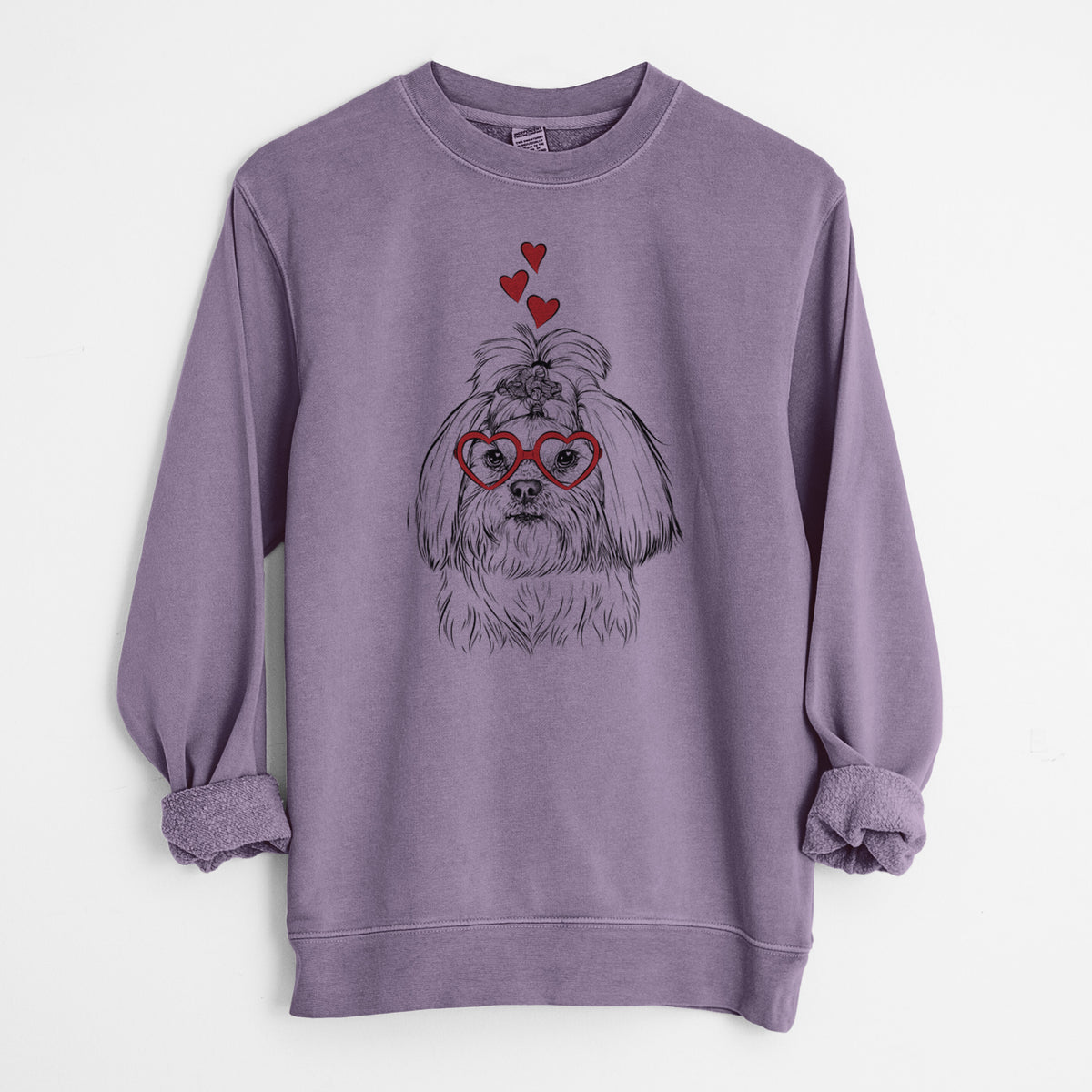 Valentine Olga the Shih Tzu - Unisex Pigment Dyed Crew Sweatshirt