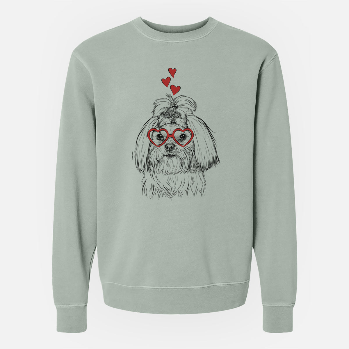 Valentine Olga the Shih Tzu - Unisex Pigment Dyed Crew Sweatshirt