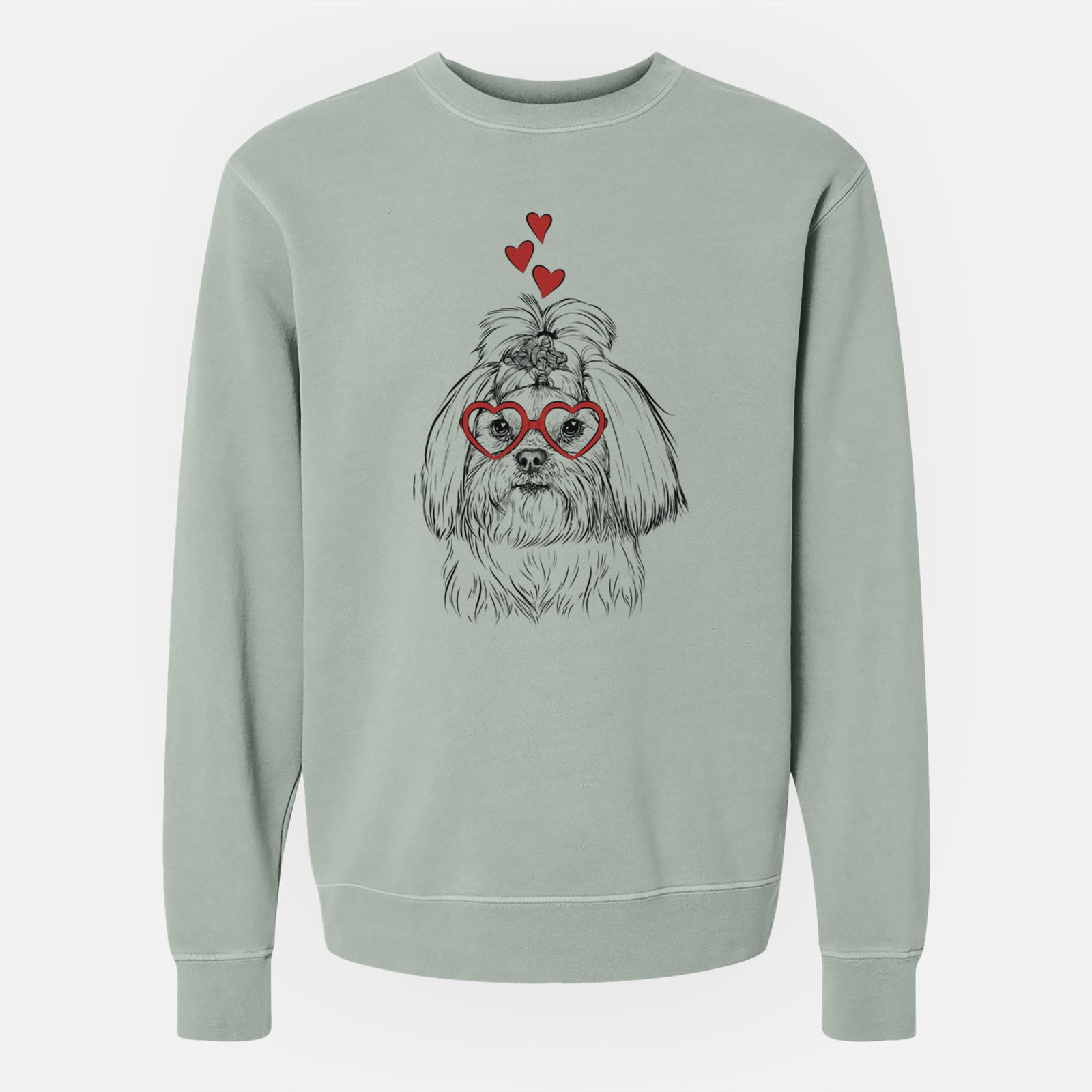 Valentine Olga the Shih Tzu - Unisex Pigment Dyed Crew Sweatshirt