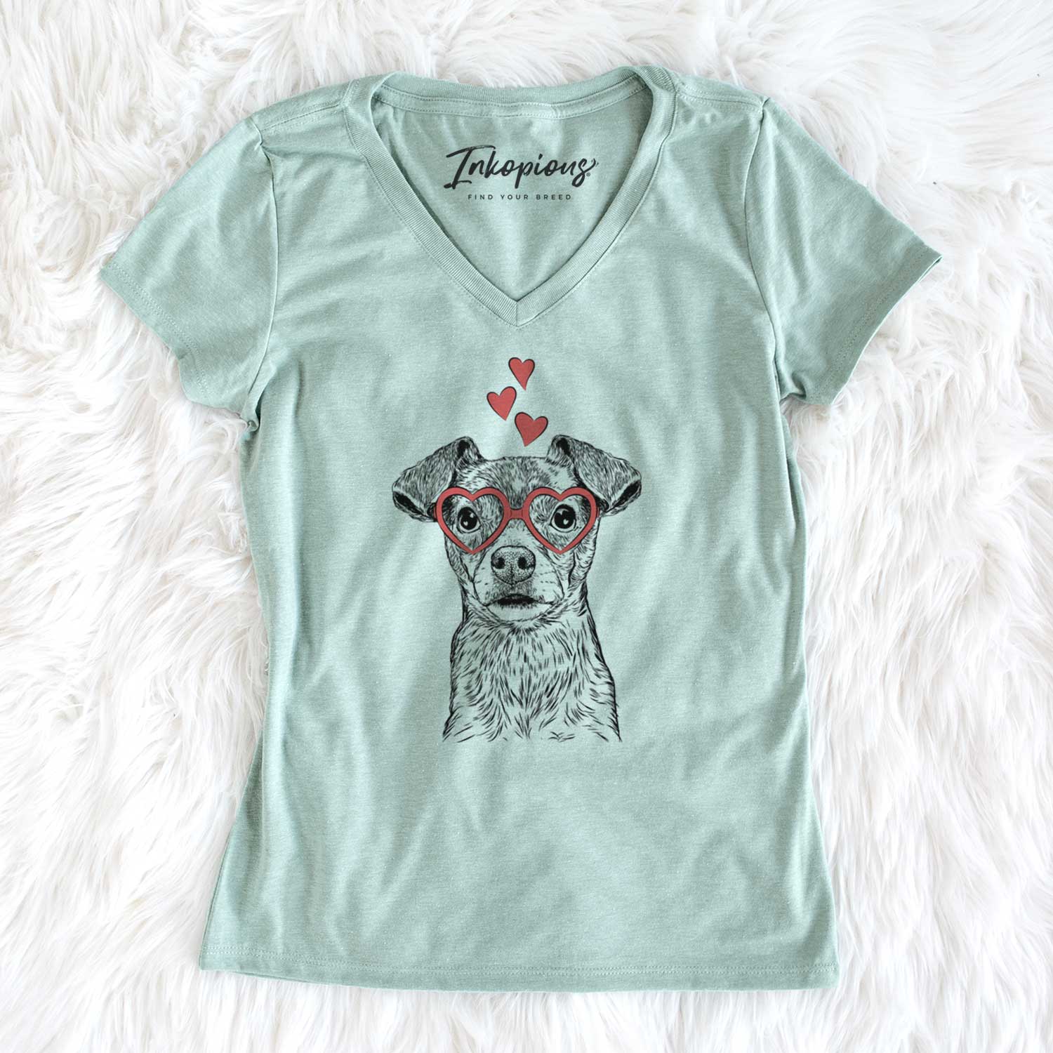 Valentine Olive the Mixed Breed - Women's V-neck Shirt