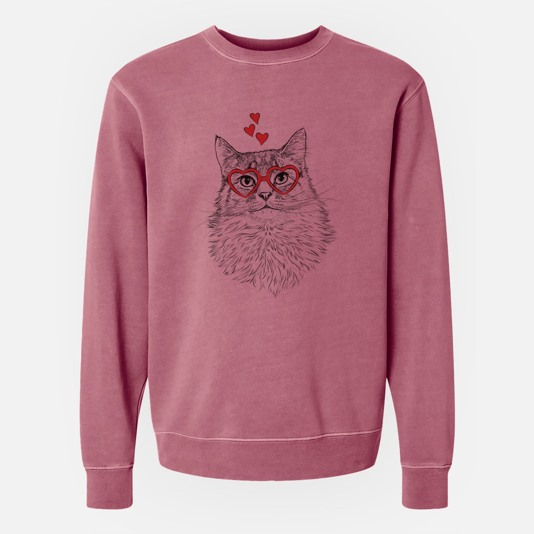 Valentine Olive the Cat - Unisex Pigment Dyed Crew Sweatshirt