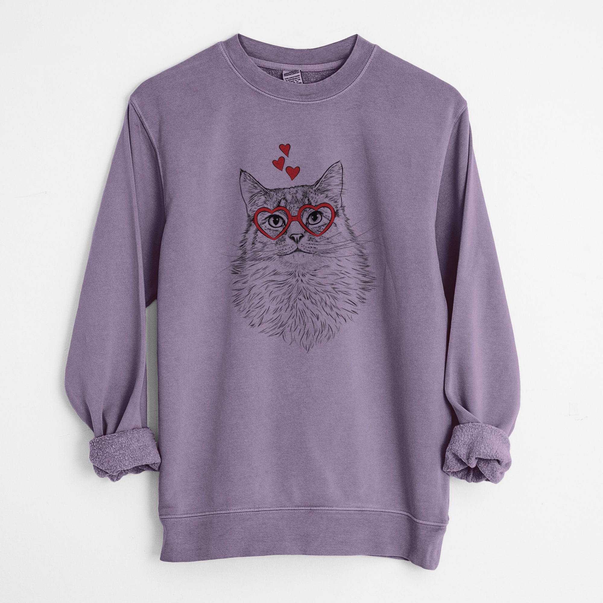 Valentine Olive the Cat - Unisex Pigment Dyed Crew Sweatshirt