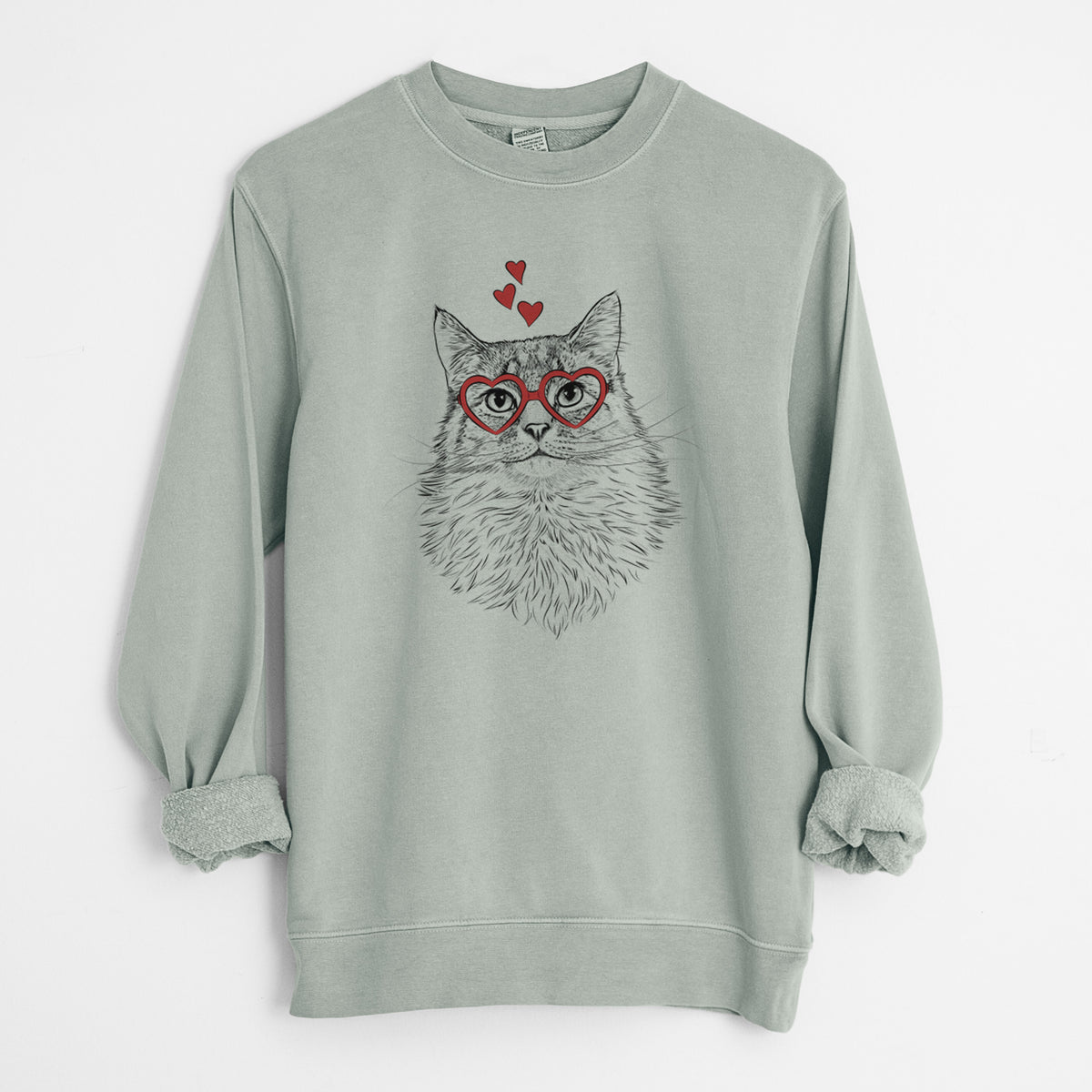 Valentine Olive the Cat - Unisex Pigment Dyed Crew Sweatshirt