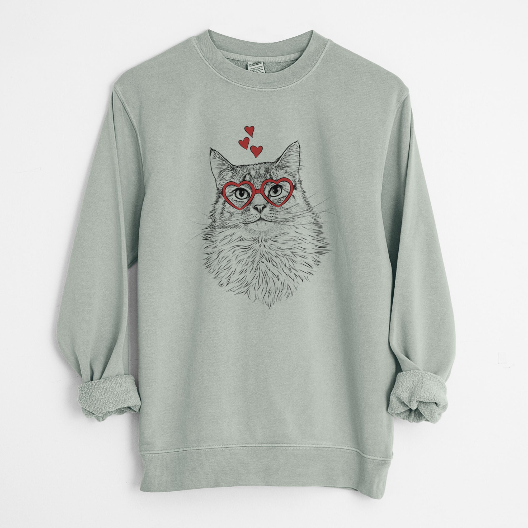 Valentine Olive the Cat - Unisex Pigment Dyed Crew Sweatshirt