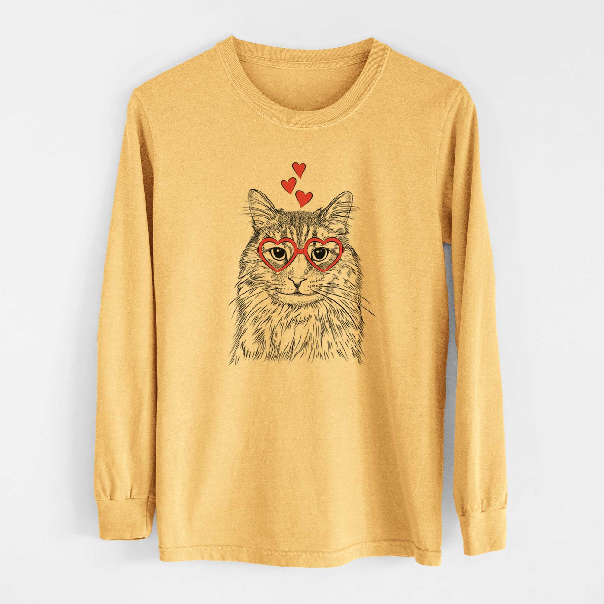 Valentine Oliver Fluff the Maine Coon Mix Cat - Heavyweight 100% Cotton Long Sleeve