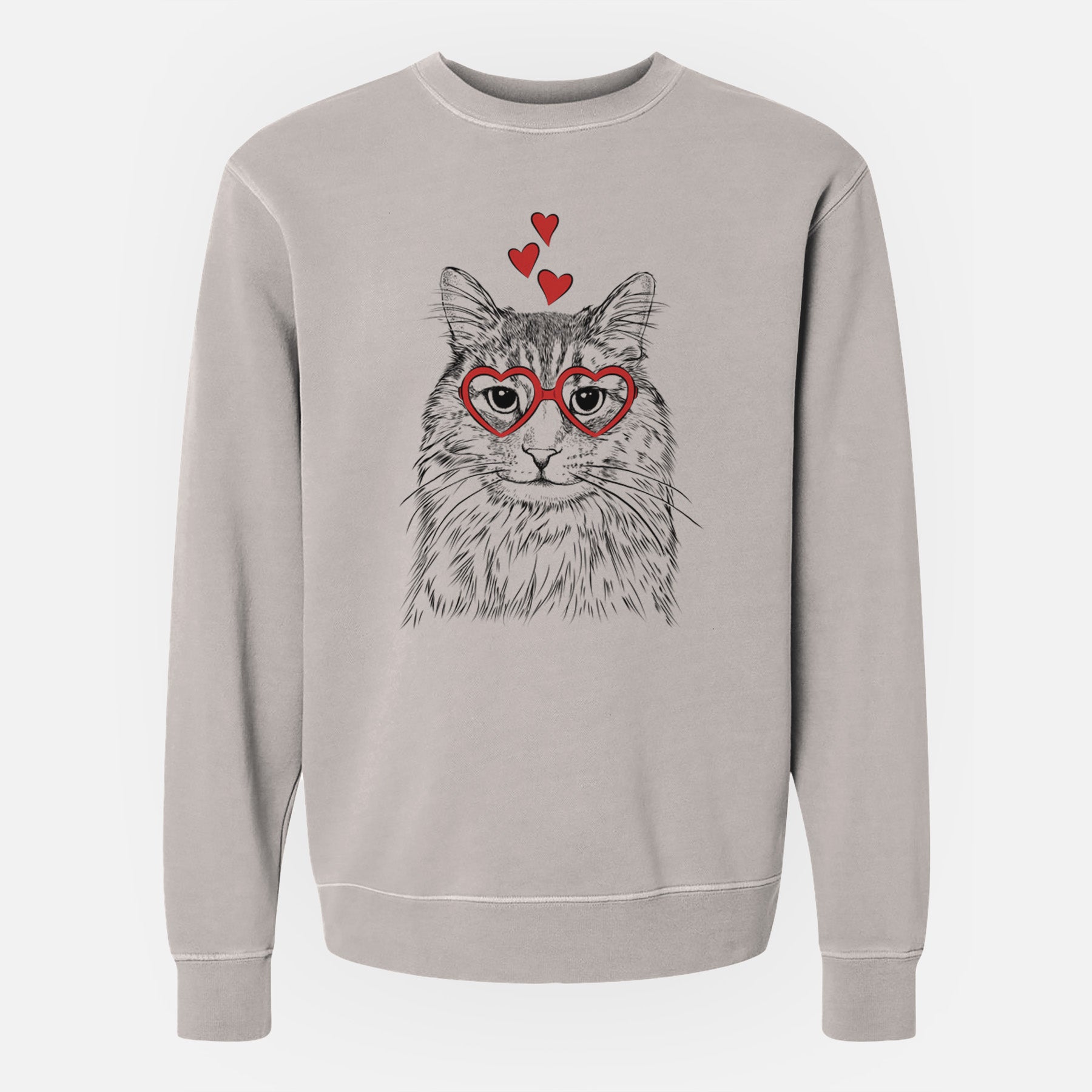 Valentine Oliver Fluff the Maine Coon Mix Cat - Unisex Pigment Dyed Crew Sweatshirt