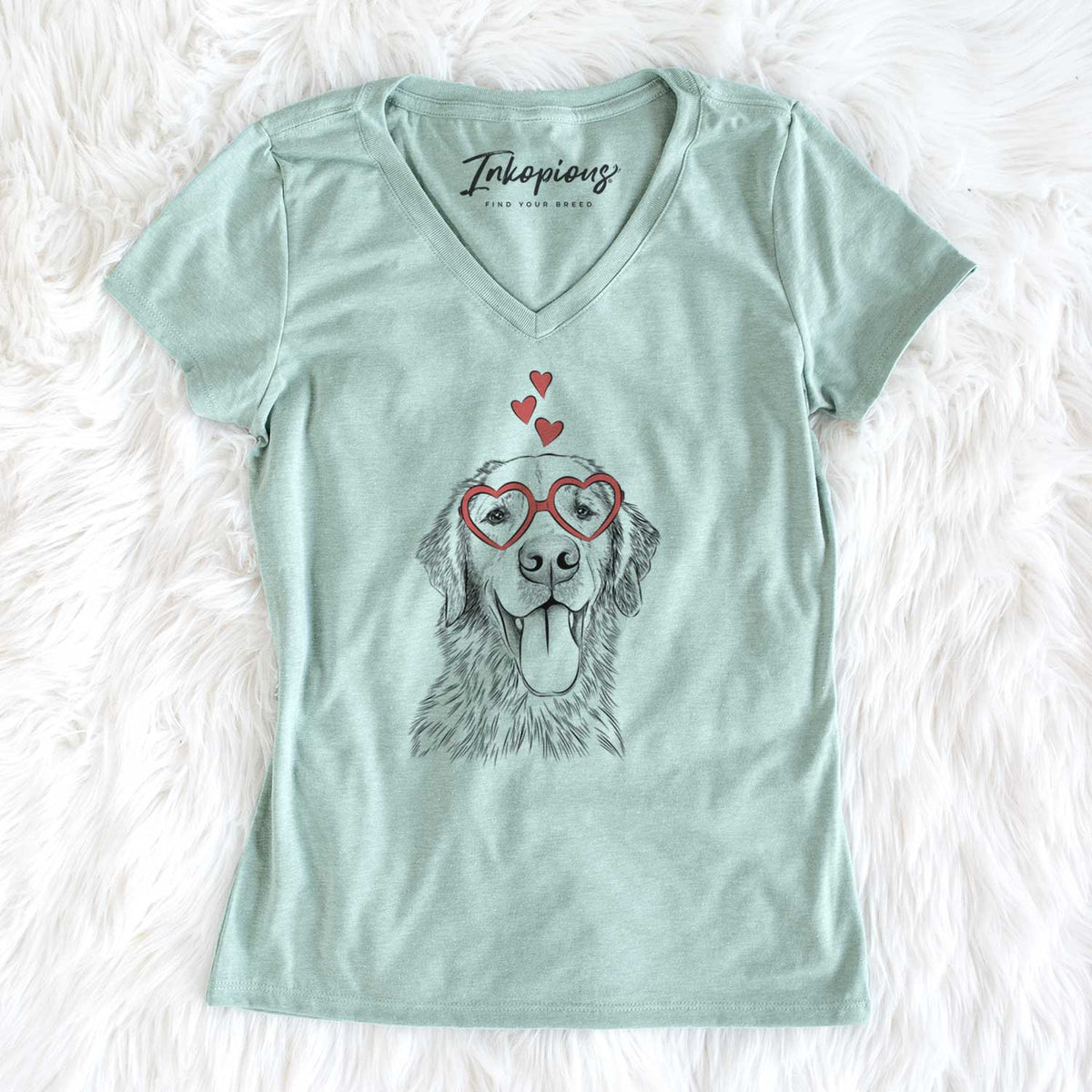 Valentine Oliver Tredup the Golden Retriever - Women's V-neck Shirt